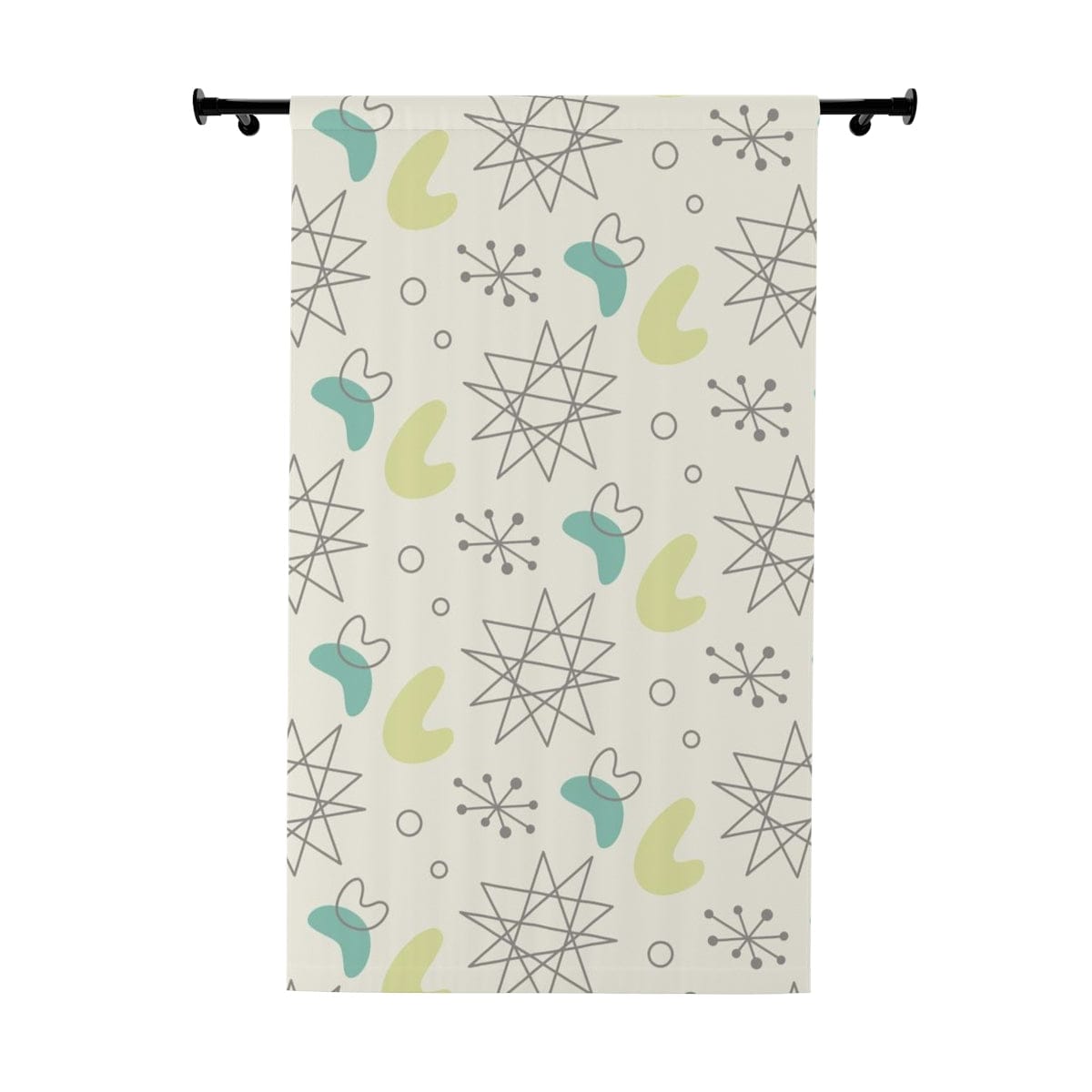 Mid Century Modern, Futuristic, Atomic Home Living, Retro, Boomerang, Creamy White, Green,Yellow, Gray MCM Window Curtains Home Decor Blackout / 50" × 84"