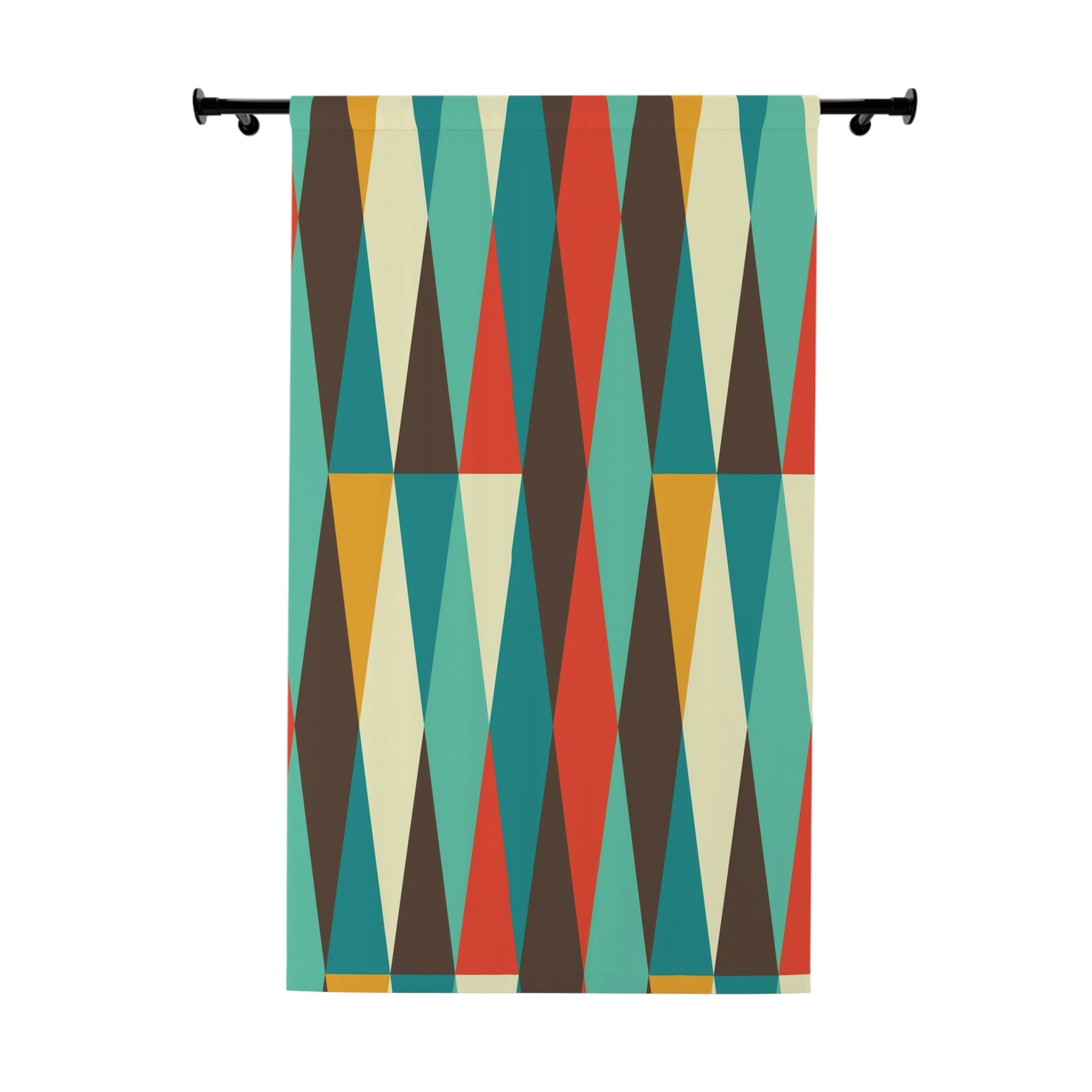 Mid Century Modern, Geometric, Retro, Mod, Teal Blue, Mustard Yellow, Chocolate Brown, Burnt Orange, Blackout Window Curtains Home Decor Blackout / 50" × 84"