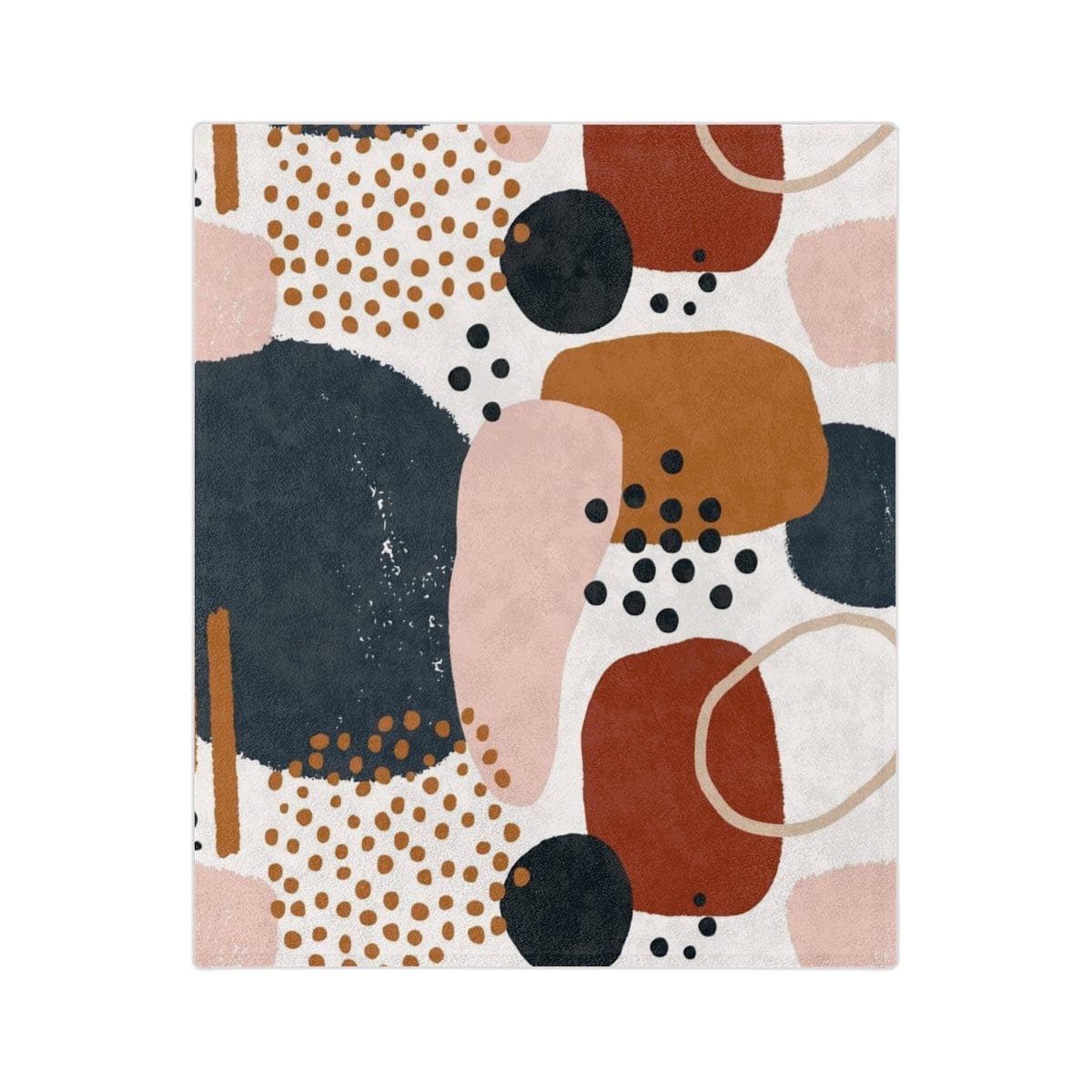 Boho Chic, Abstract Watercolor, Geometric, Retro Plush Pink, Navy Blue, Terracotta, Beige, Modern Bohemian Velveteen Minky Blanket Home Decor