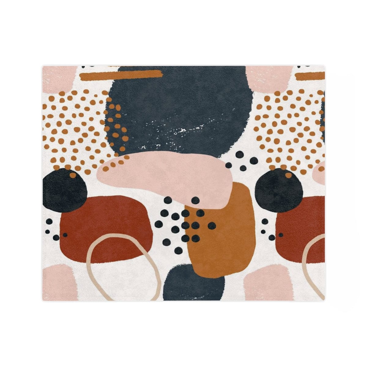 Boho Chic, Abstract Watercolor, Geometric, Retro Plush Pink, Navy Blue, Terracotta, Beige, Modern Bohemian Velveteen Minky Blanket Home Decor