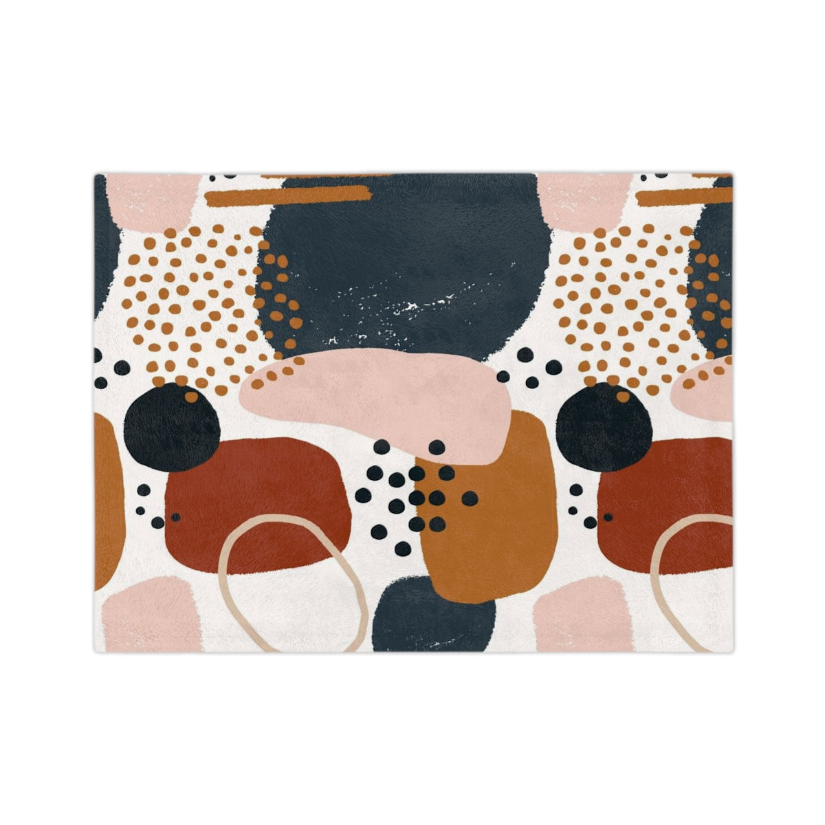 Boho Chic, Abstract Watercolor, Geometric, Retro Plush Pink, Navy Blue, Terracotta, Beige, Modern Bohemian Velveteen Minky Blanket Home Decor