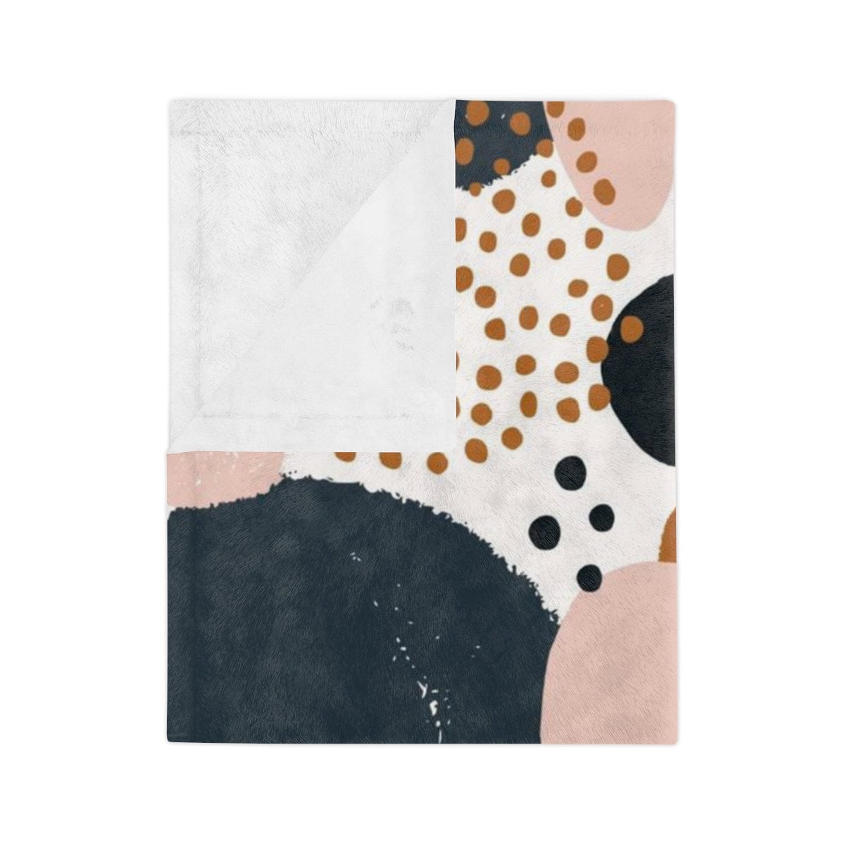 Boho Chic, Abstract Watercolor, Geometric, Retro Plush Pink, Navy Blue, Terracotta, Beige, Modern Bohemian Velveteen Minky Blanket Home Decor