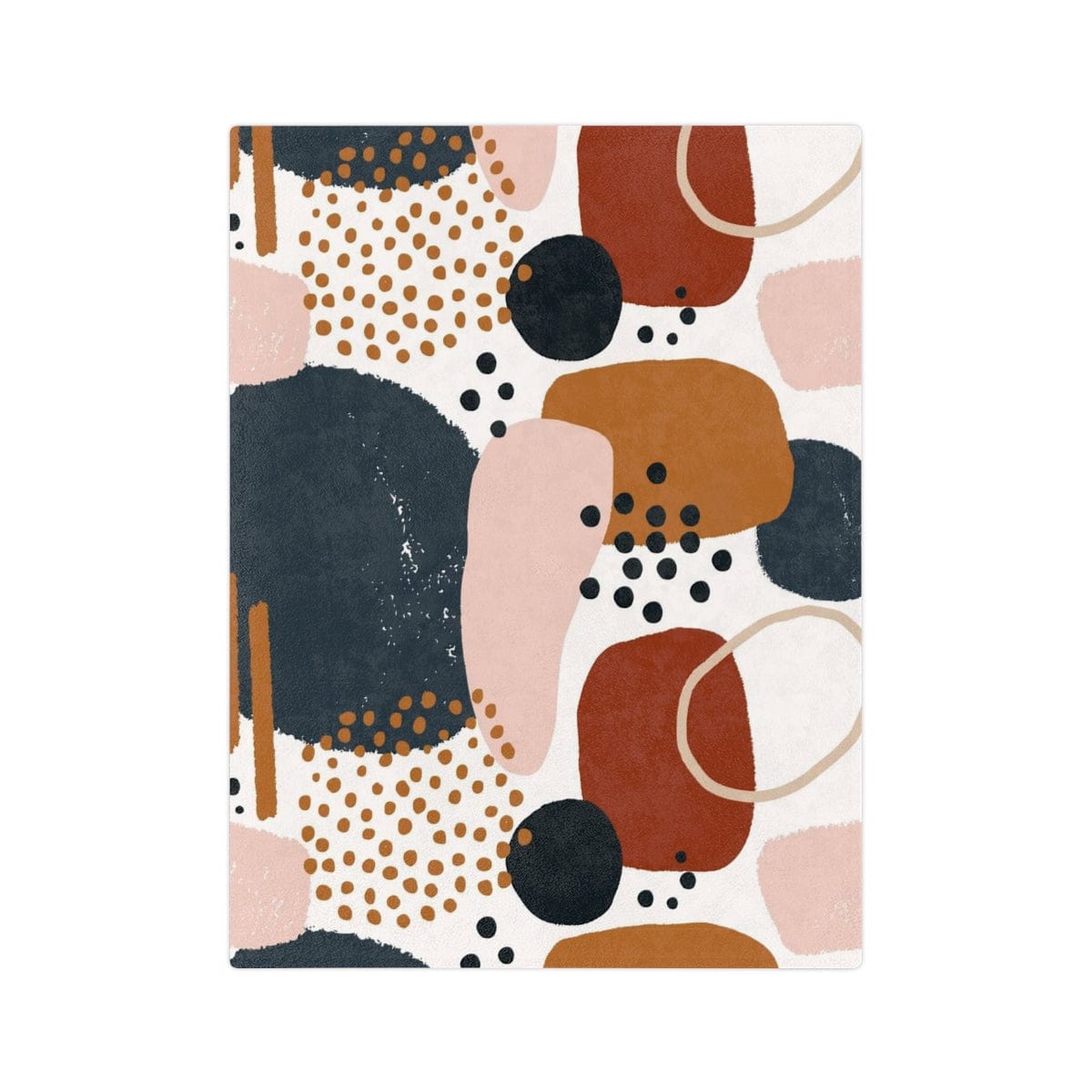 Boho Chic, Abstract Watercolor, Geometric, Retro Plush Pink, Navy Blue, Terracotta, Beige, Modern Bohemian Velveteen Minky Blanket Home Decor