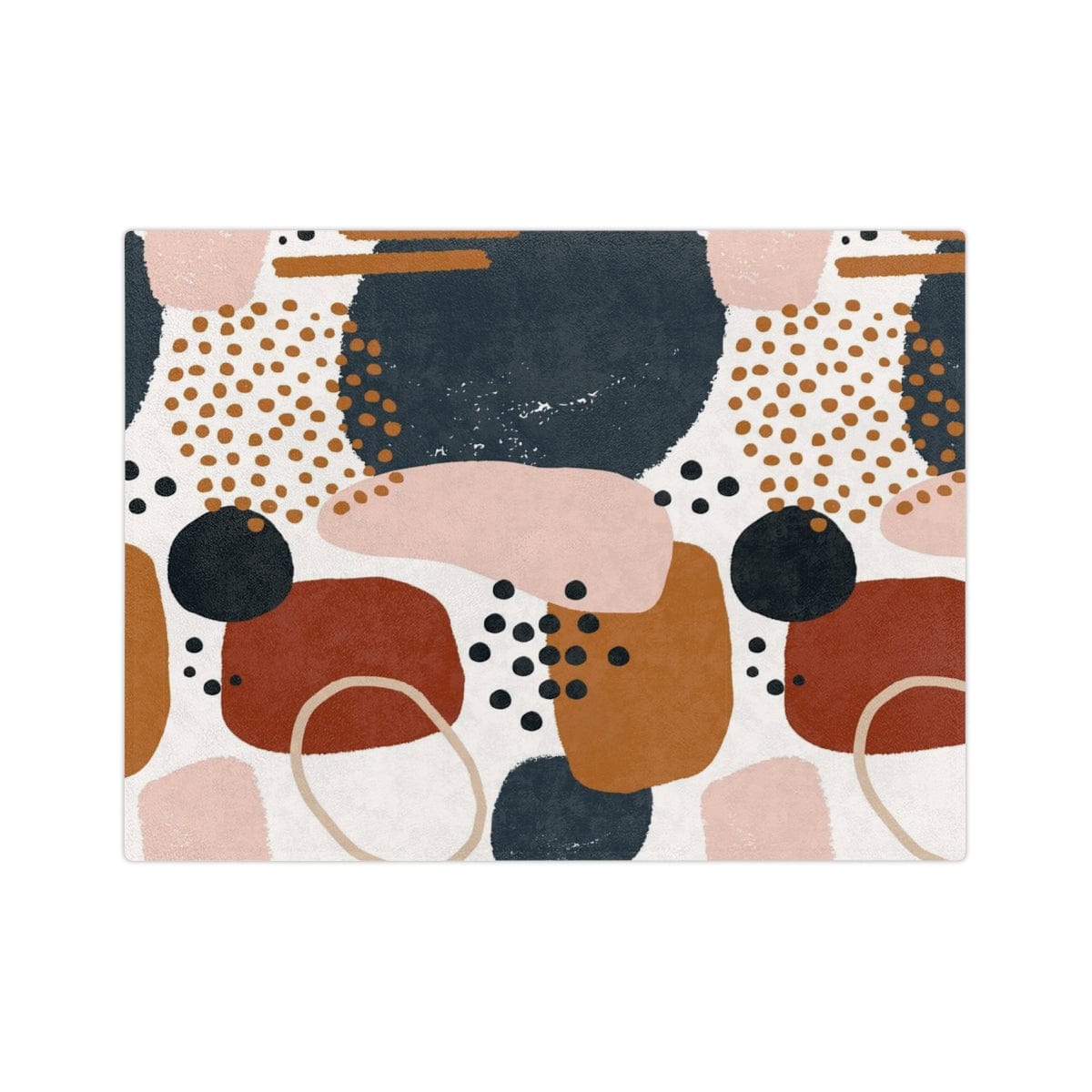 Boho Chic, Abstract Watercolor, Geometric, Retro Plush Pink, Navy Blue, Terracotta, Beige, Modern Bohemian Velveteen Minky Blanket Home Decor