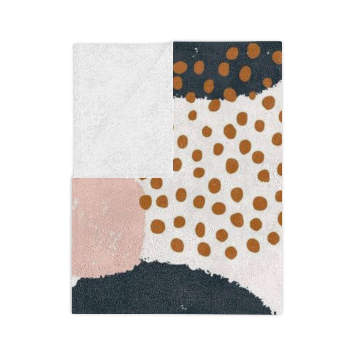 Boho Chic, Abstract Watercolor, Geometric, Retro Plush Pink, Navy Blue, Terracotta, Beige, Modern Bohemian Velveteen Minky Blanket Home Decor