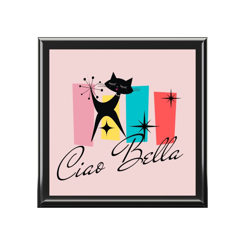 Ciao Bella, Atomic Cat, Retro Mid Mod Keepsake, Hello Beautiful Jewelry Box Home Decor