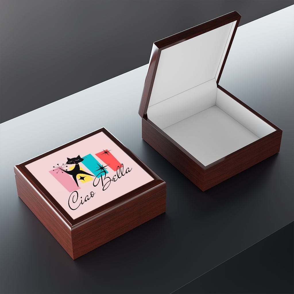 Ciao Bella, Atomic Cat, Retro Mid Mod Keepsake, Hello Beautiful Jewelry Box Home Decor