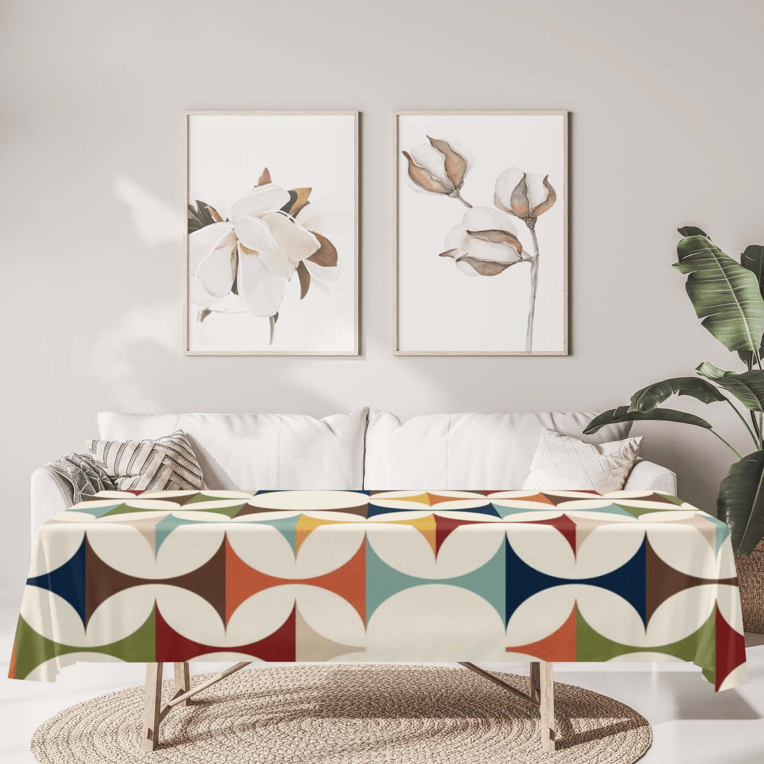 Scandinavian Mid Century Modern Geometric Tablecloth - Mid Century Modern Gal