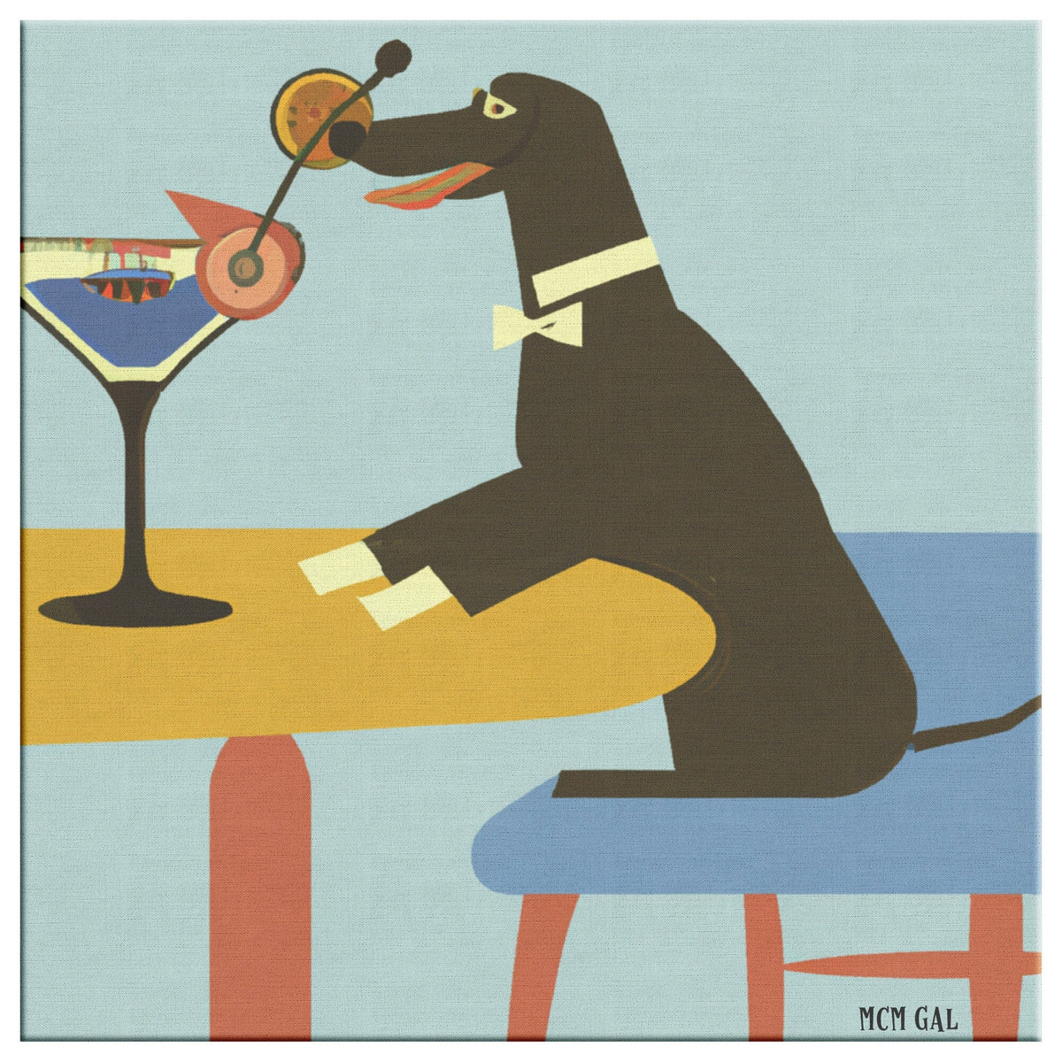 Dachshund Wall Art, Atomic 50's Martini, Kitschy, Abstract Mid Century Modern Wall Art Wall Art
