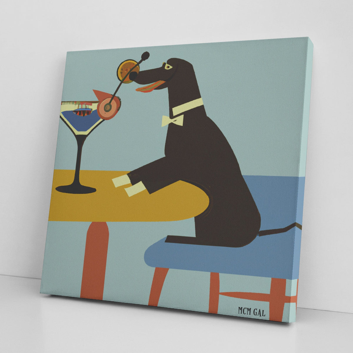 Dachshund Wall Art, Atomic 50's Martini, Kitschy, Abstract Mid Century Modern Wall Art Wall Art