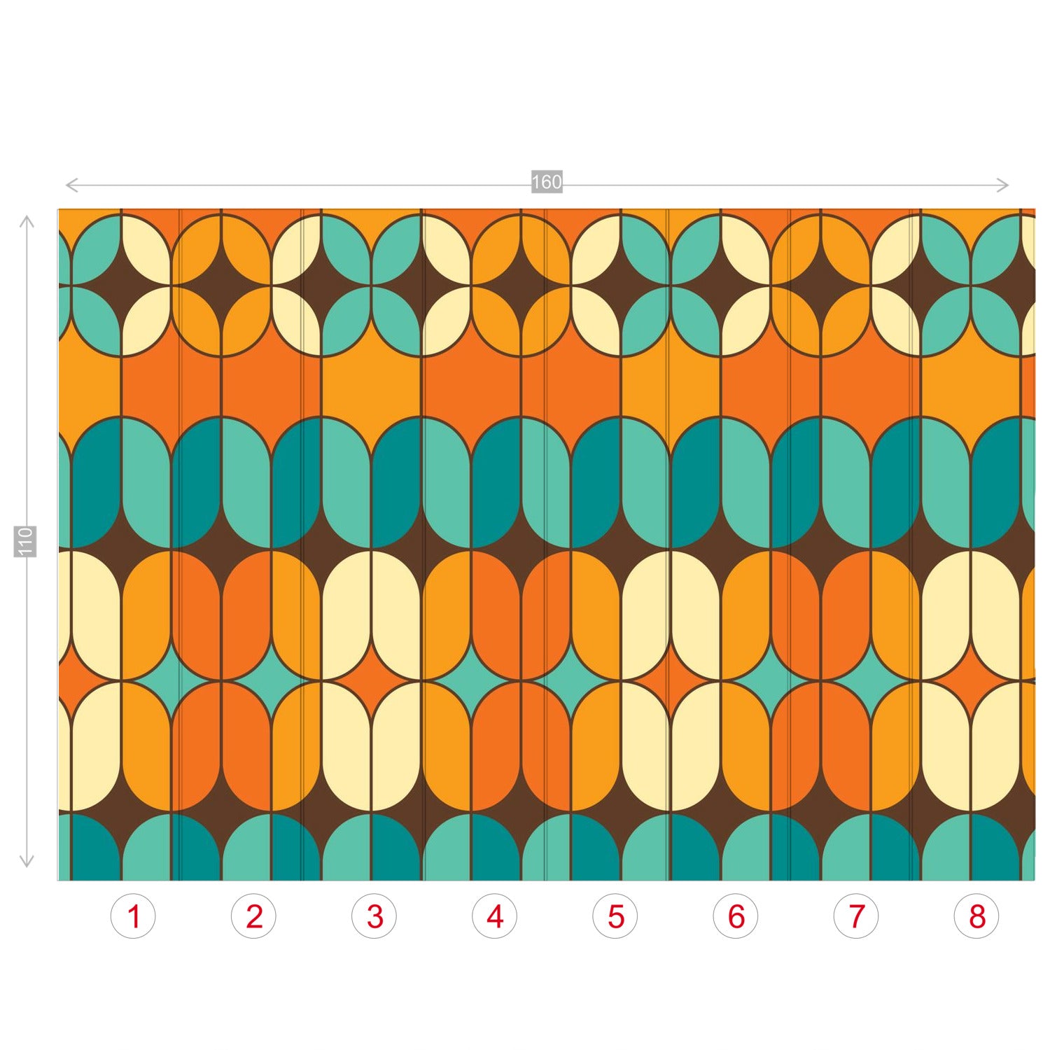 Mid Century Modern Peel And Stick Wallpaper, Orange, Teal Blue, Geometric Groovy 70s Wall Murals - Mid Century Modern Gal