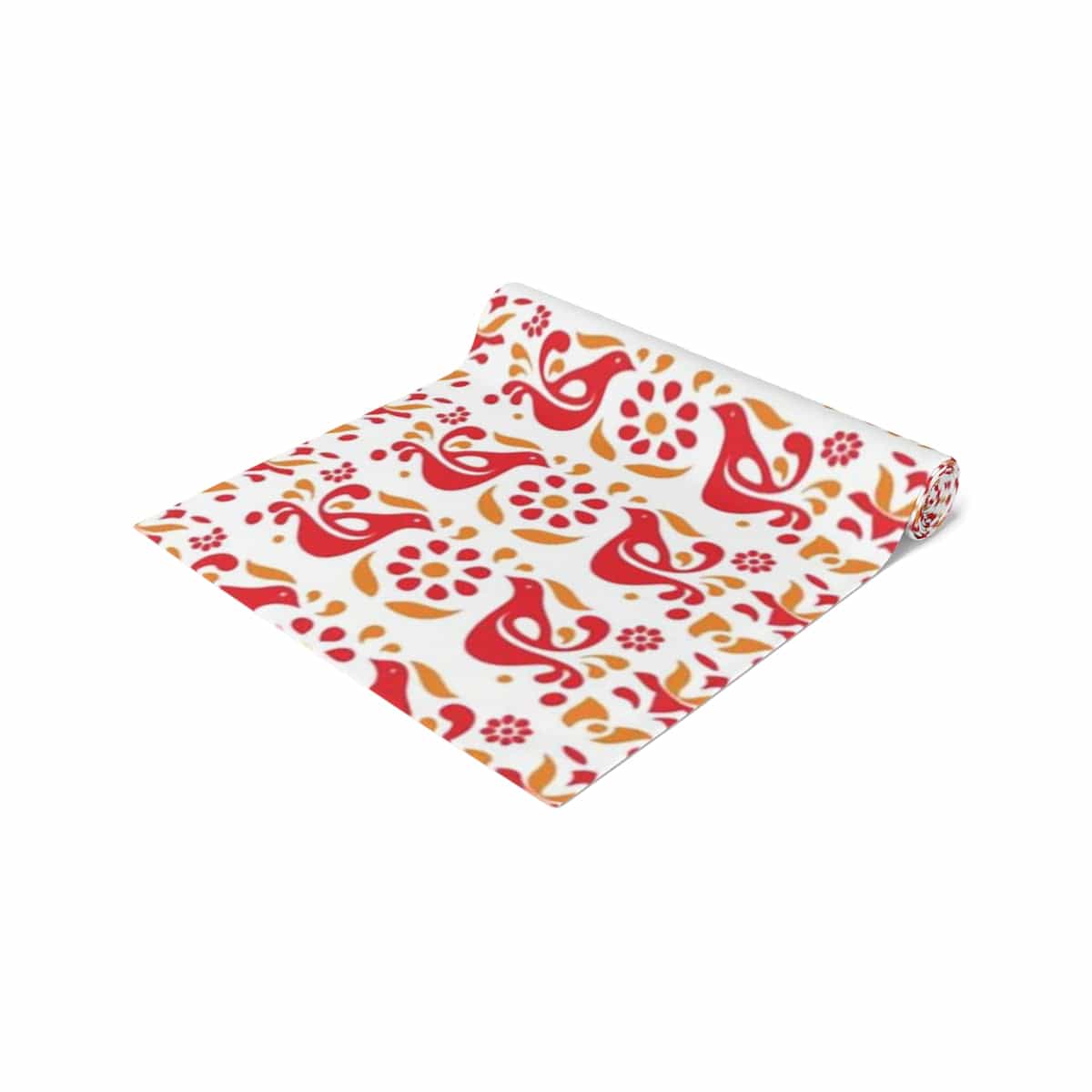 Folk Art, Circle of Friends, Red, Yellow Retro Table Runner Home Decor
