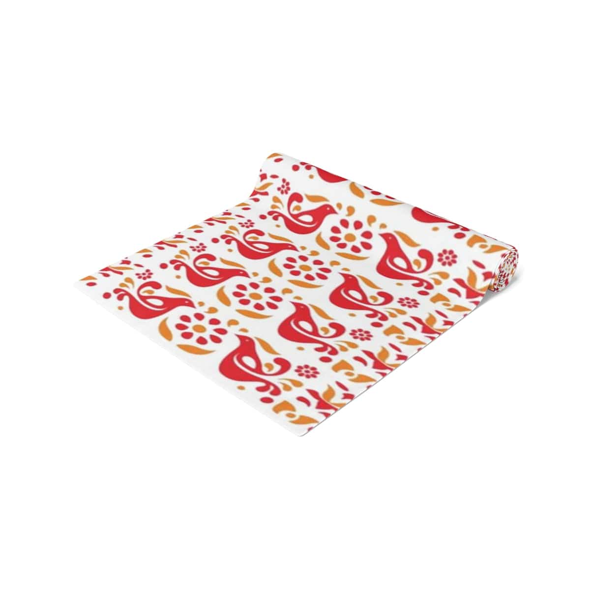 Folk Art, Circle of Friends, Red, Yellow Retro Table Runner Home Decor