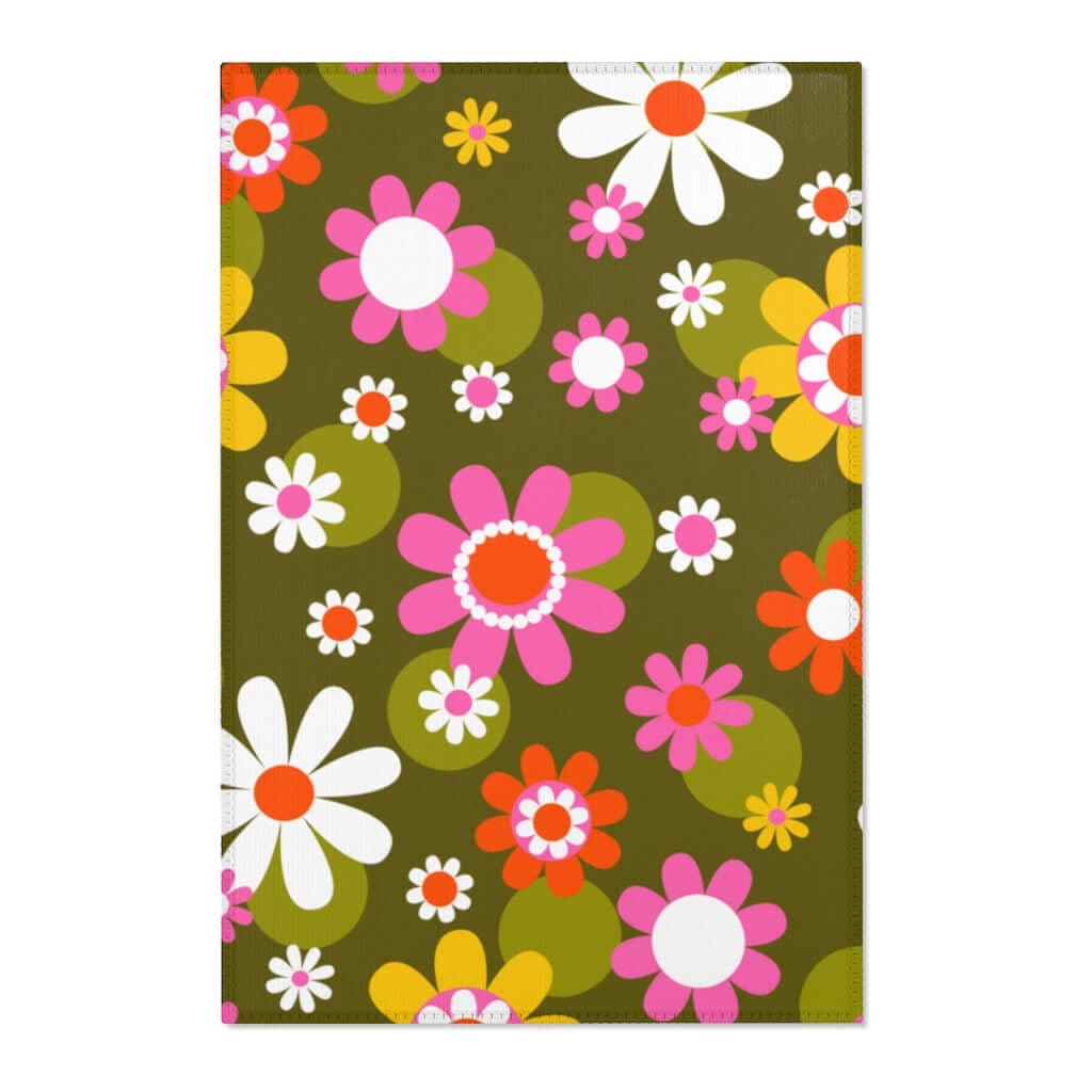 Groovy Green, Pink, Yellow, White Mod Flower Power Daisy 60&