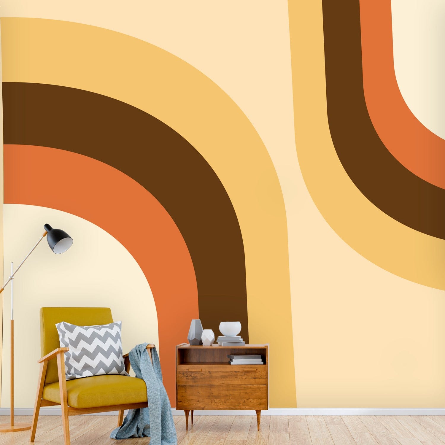 Retro Boho, Mid Mod, MCM Rainbow, Peel And Stick Bohemian Wall Paper Wallpaper H110 x W120
