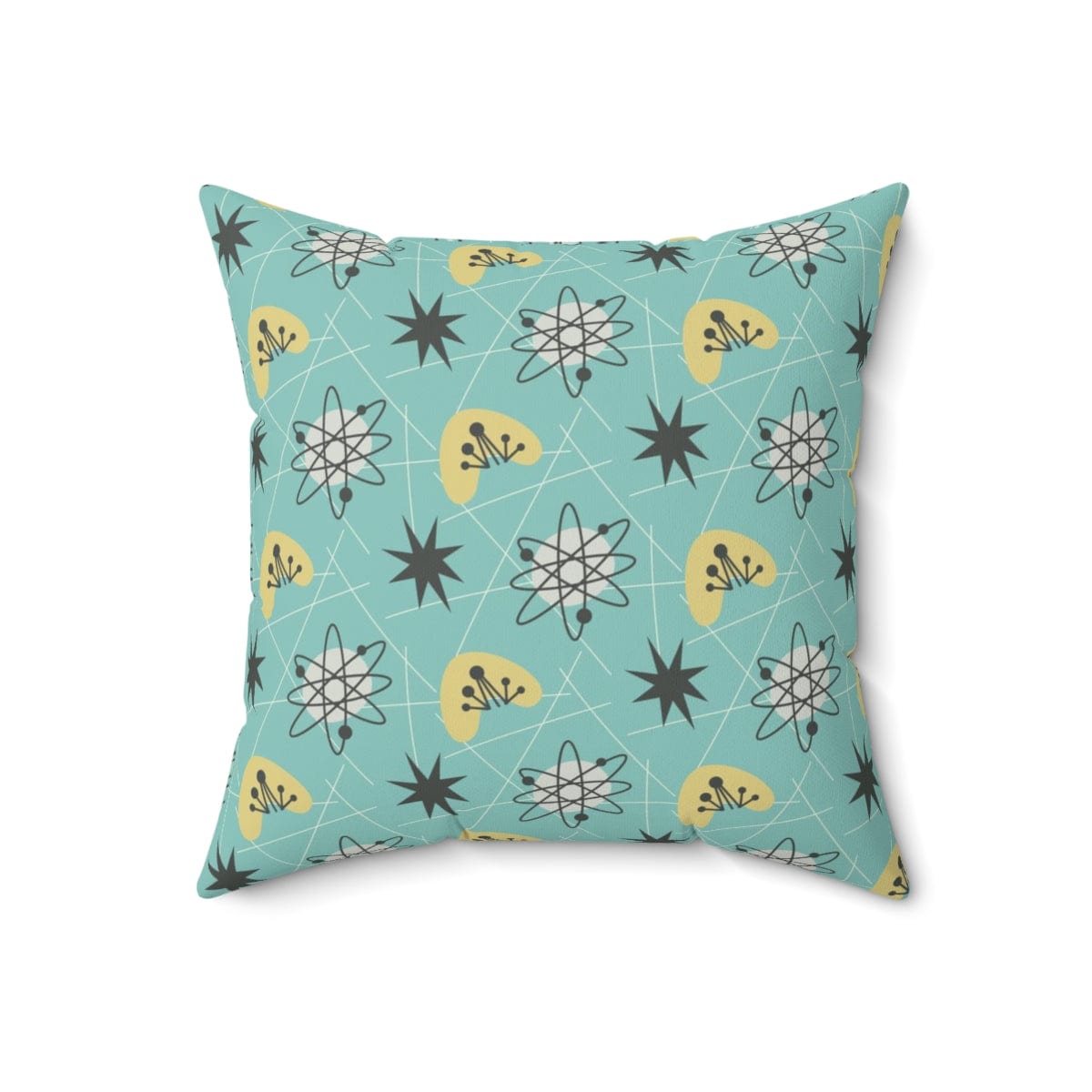 Mid Century Modern Aqua Blue, Sonic, Boomerang, Retro Starburst, Pillow Cushion And Insert Home Decor