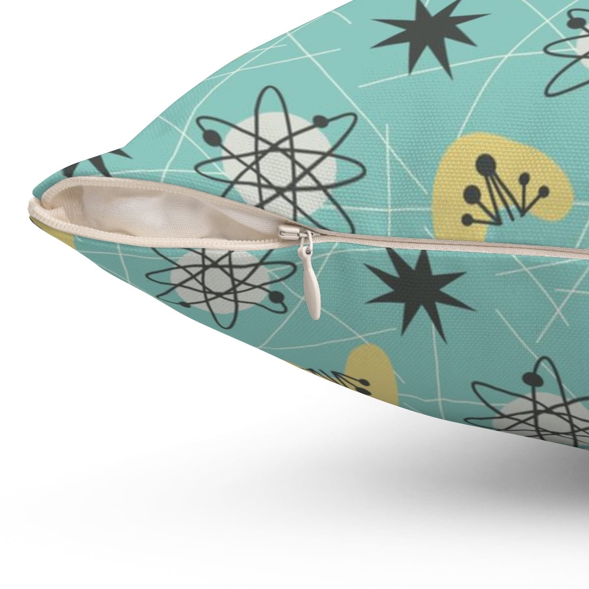 Mid Century Modern Aqua Blue, Sonic, Boomerang, Retro Starburst, Pillow Cushion And Insert Home Decor