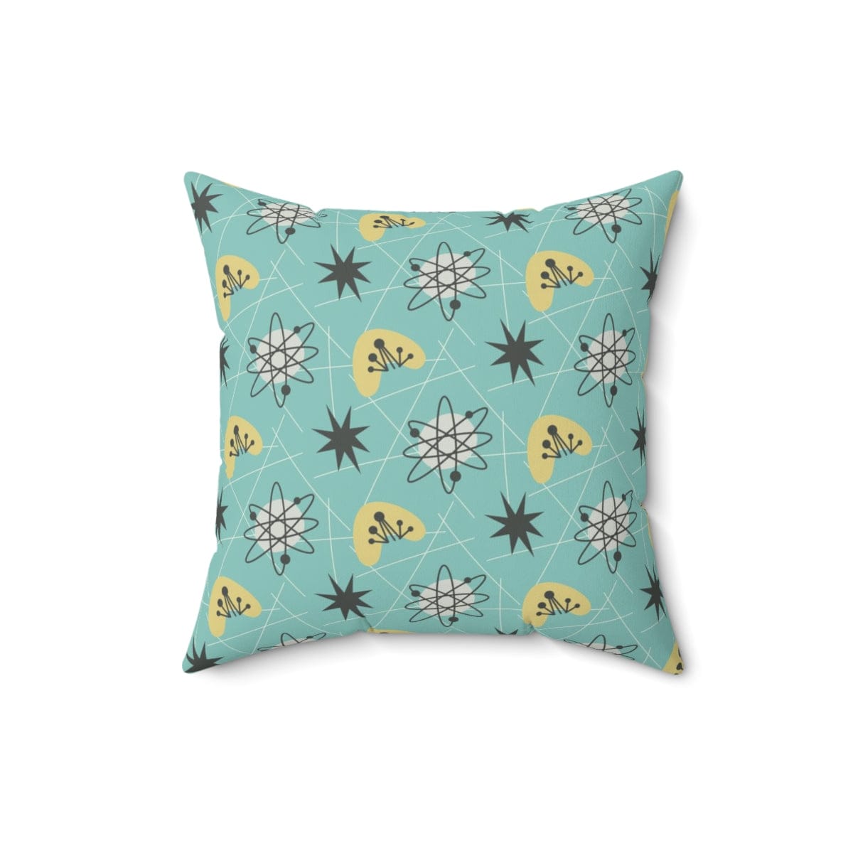 Mid Century Modern Aqua Blue, Sonic, Boomerang, Retro Starburst, Pillow Cushion And Insert Home Decor