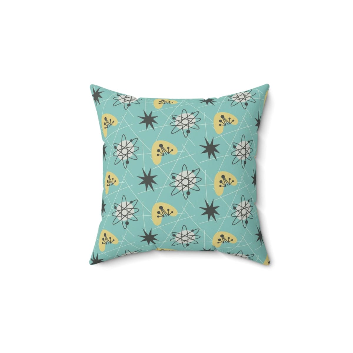 Mid Century Modern Aqua Blue, Sonic, Boomerang, Retro Starburst, Pillow Cushion And Insert Home Decor