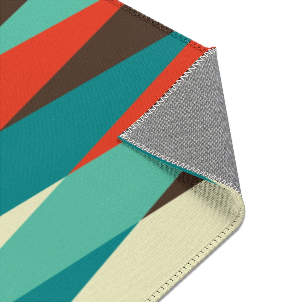 Mid Century Modern Area Rug Abstract Brown, Teal, Burnt Orange, Mustard Yellow Retro MCM Home Decor Home Decor