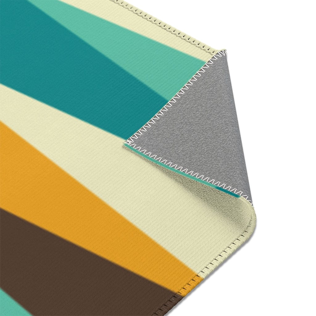 Mid Century Modern Area Rug Abstract Brown, Teal, Burnt Orange, Mustard Yellow Retro MCM Home Decor Home Decor