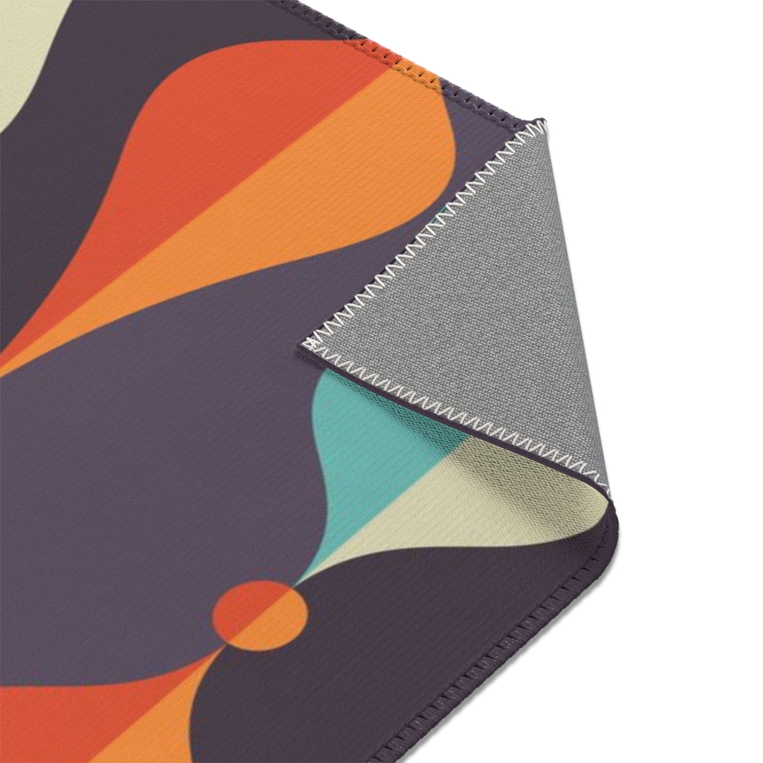 Mid Century Modern Area Rug, Geometric Groovy Wave Lanterns, Eggplant Purple, Orange, Mustard Yellow, Teal, Retro Home Mod Home Decor Home Decor