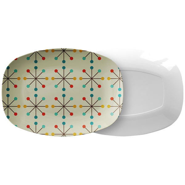 Mid Century Modern Atomic Clock Starburst, Retro Mid Mod Party Platter