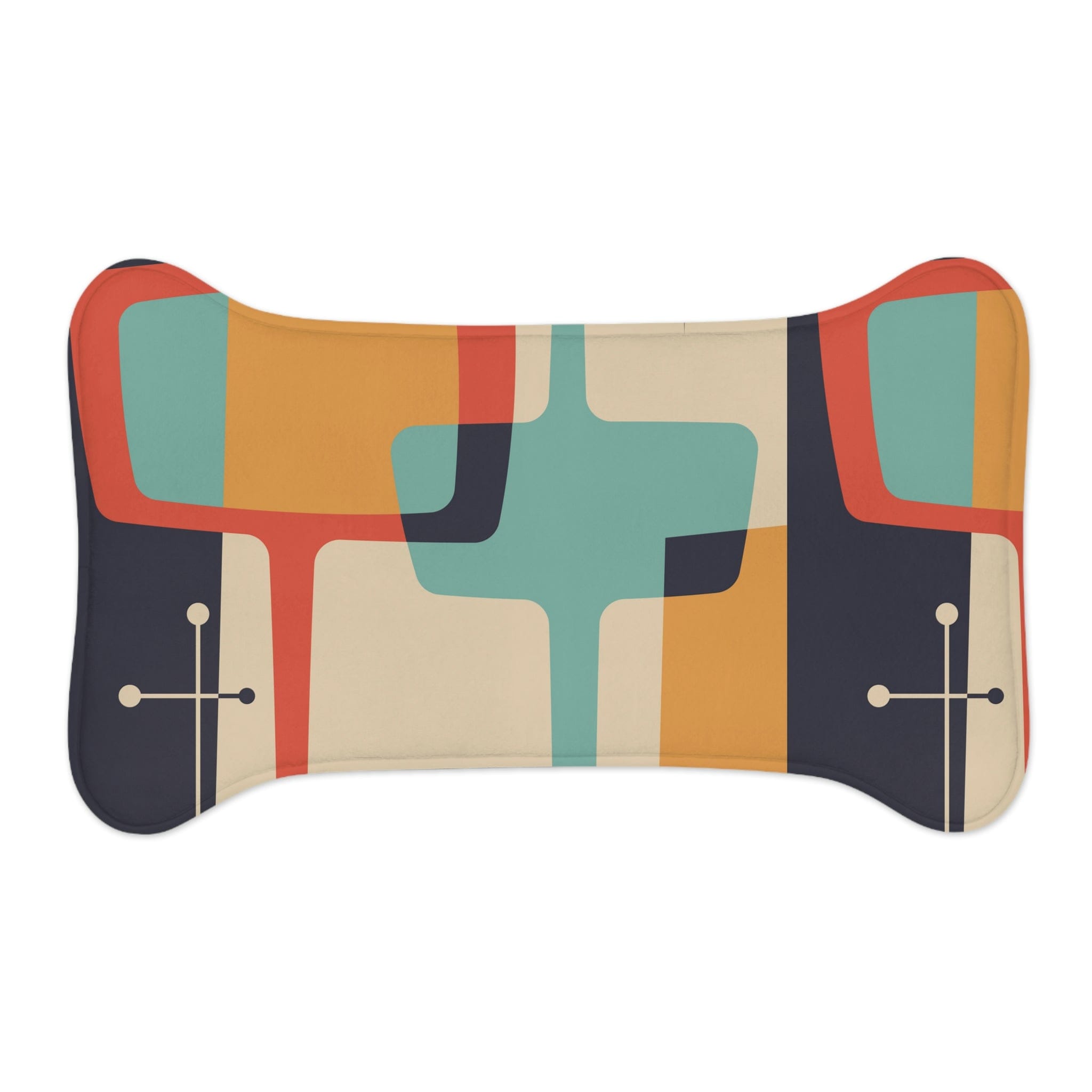 Mid Century Modern, Beige, Charcoal Gray, Mustard Yellow, Aqua Retro, Dog, Cat Pet Feeding Mats Pets
