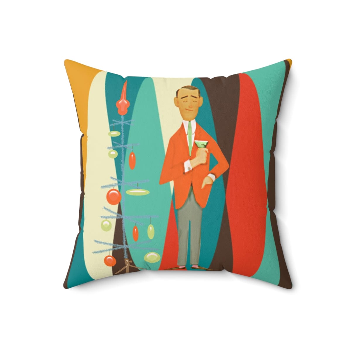Mid Century Modern Christmas Pillow, Bachelor, Retro Man, Dad, Father, Man Cave, Gift Ideas Home Decor