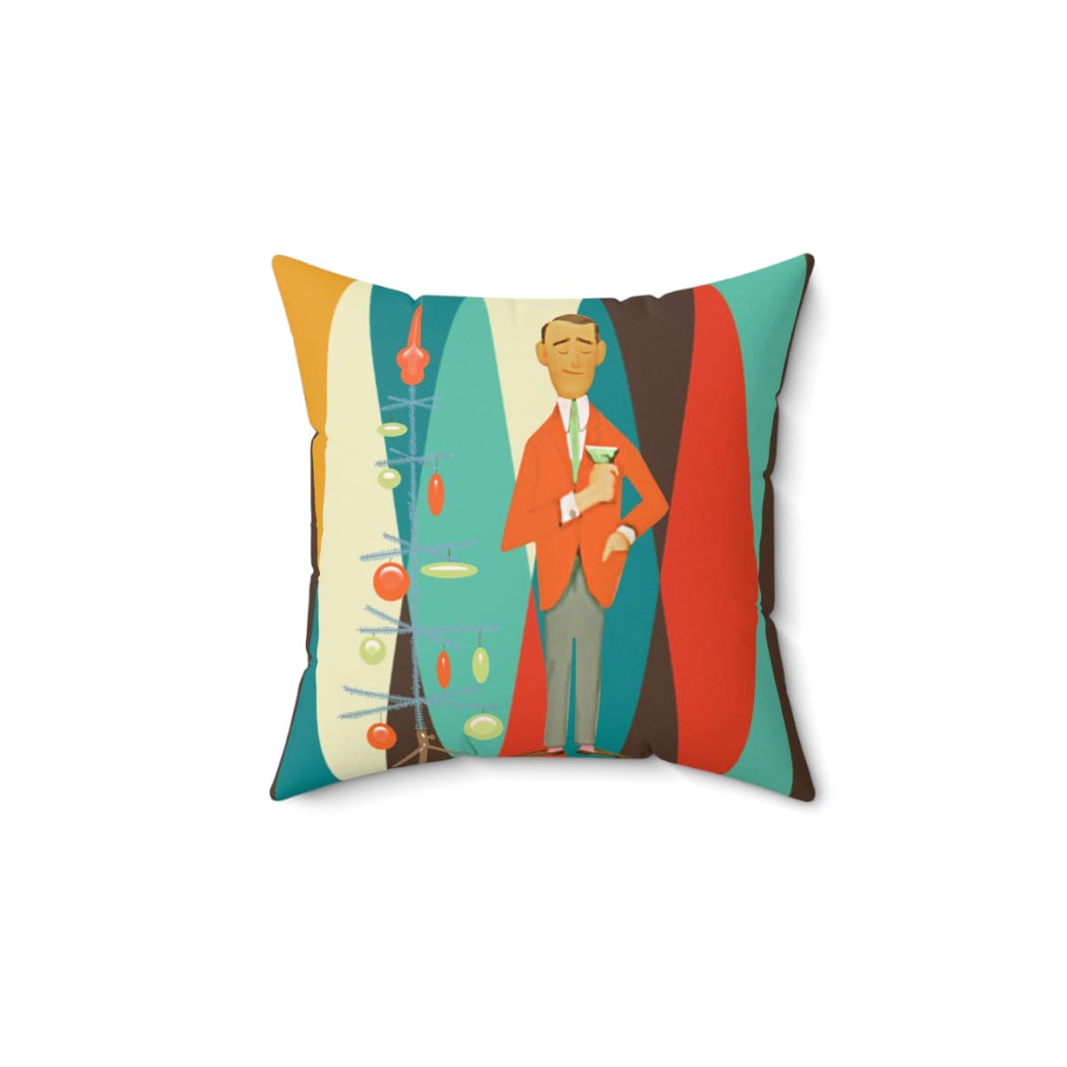 Mid Century Modern Christmas Pillow, Bachelor, Retro Man, Dad, Father, Man Cave, Gift Ideas Home Decor
