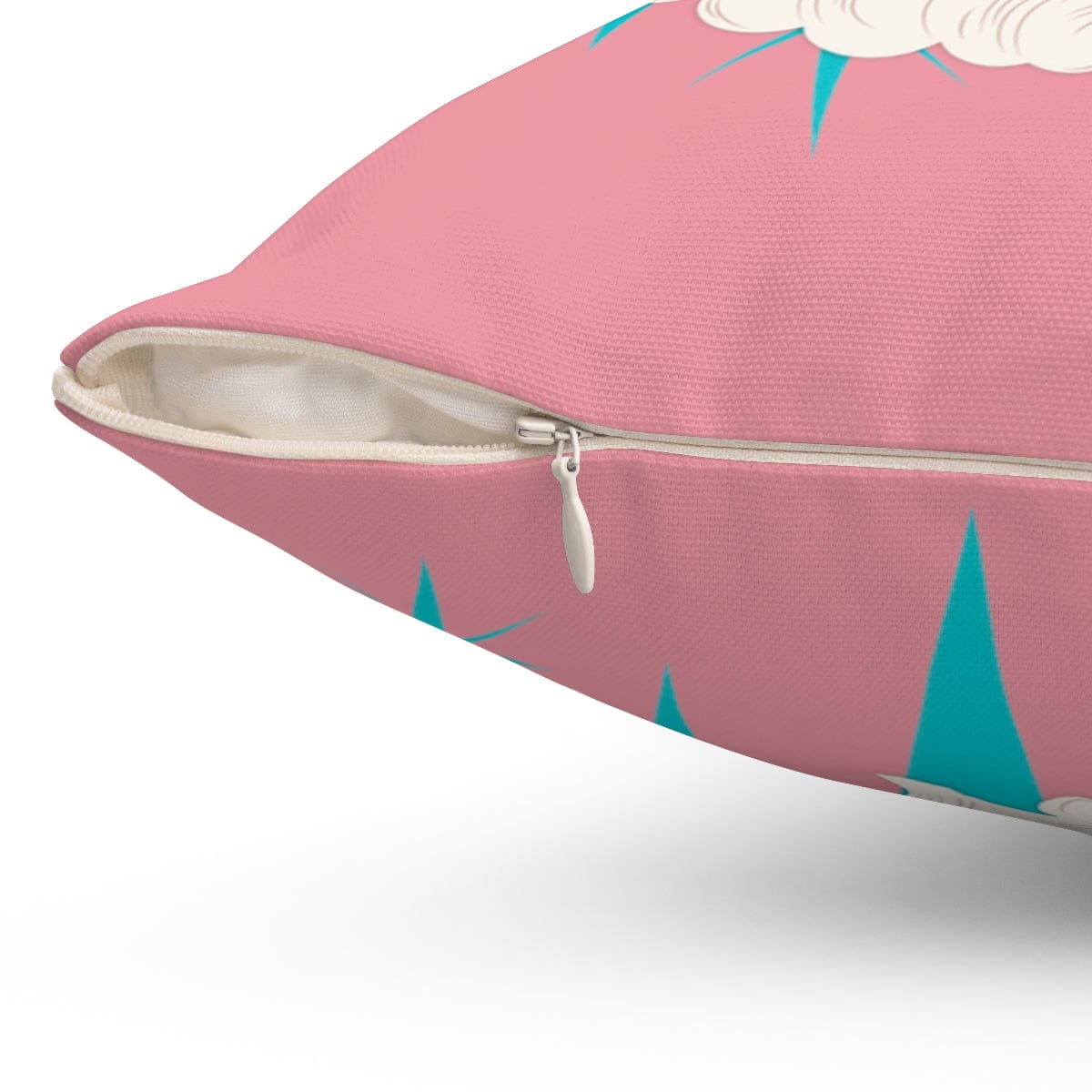 Mid Century Modern Christmas Smiling Vintage Santa, Pink, Aqua Blue Pillow And Insert Home Decor