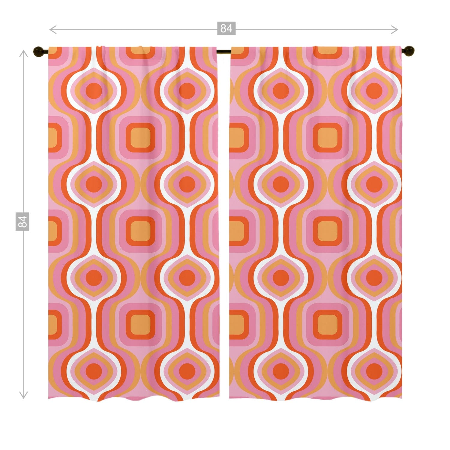 Mid Century Modern Curtains, MCM Mid Mod Pink, White, Yellow Googie, Abstract, Geometric Retro Window Curtains (two panels) Curtains