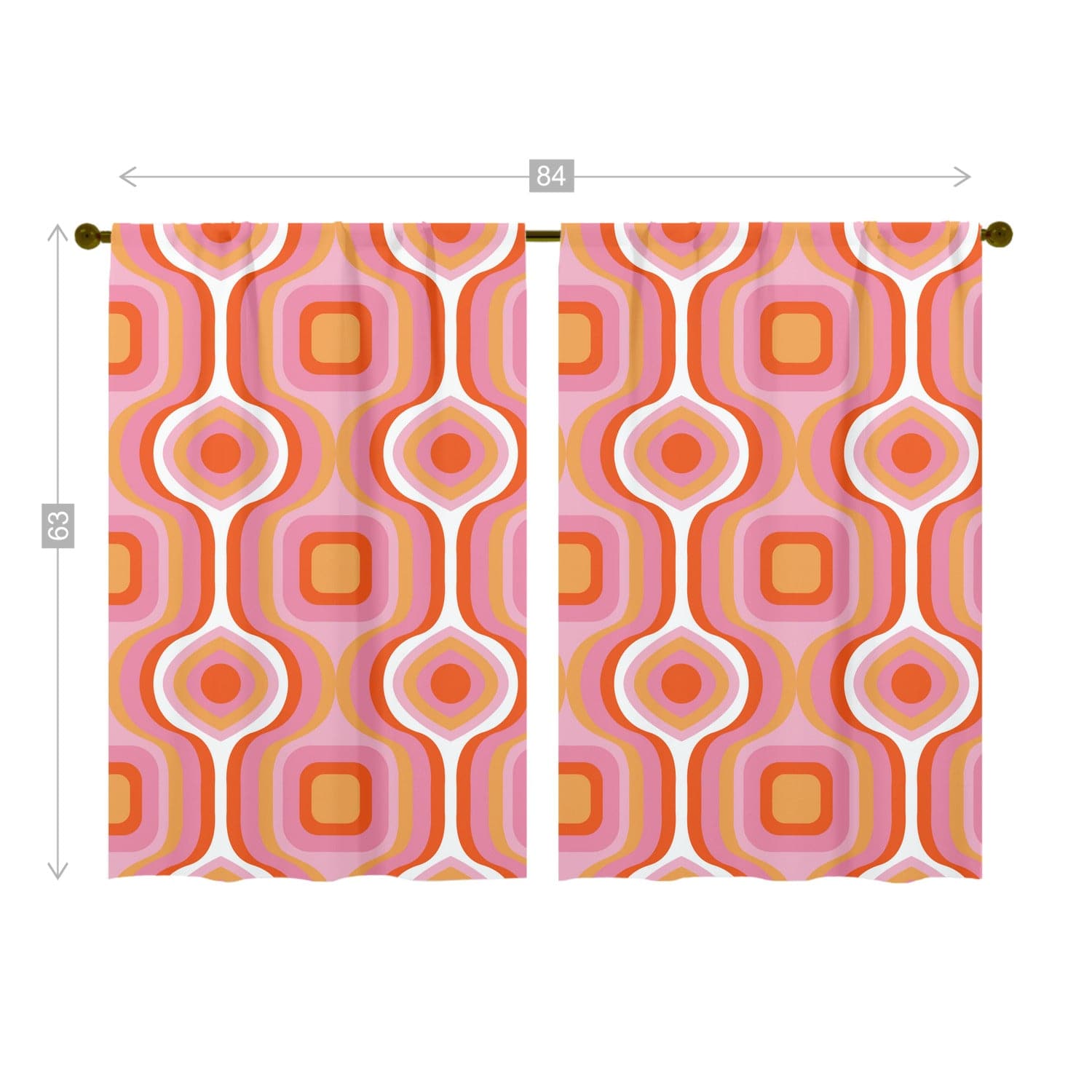 Mid Century Modern Curtains, MCM Mid Mod Pink, White, Yellow Googie, Abstract, Geometric Retro Window Curtains (two panels) Curtains