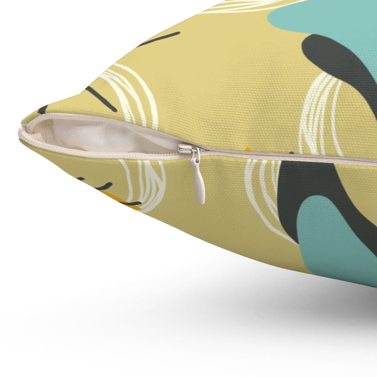 Mid Century Modern Curtains, Yellow, Blue Gray Abstract Boomerang Retro MCM Pillow And Insert Home Decor