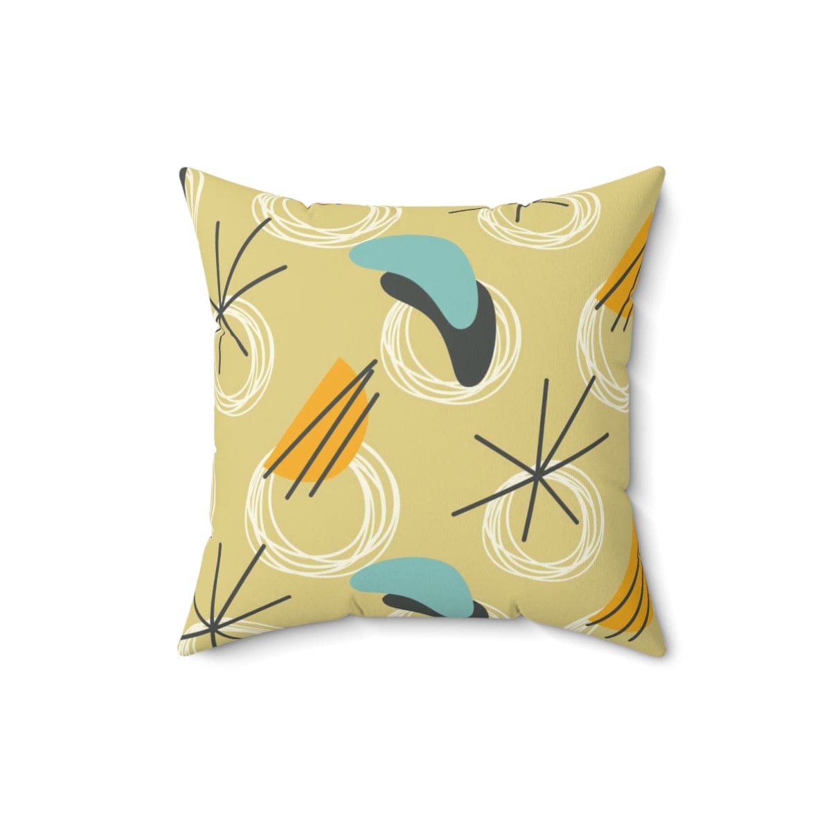 Mid Century Modern Curtains, Yellow, Blue Gray Abstract Boomerang Retro MCM Pillow And Insert Home Decor