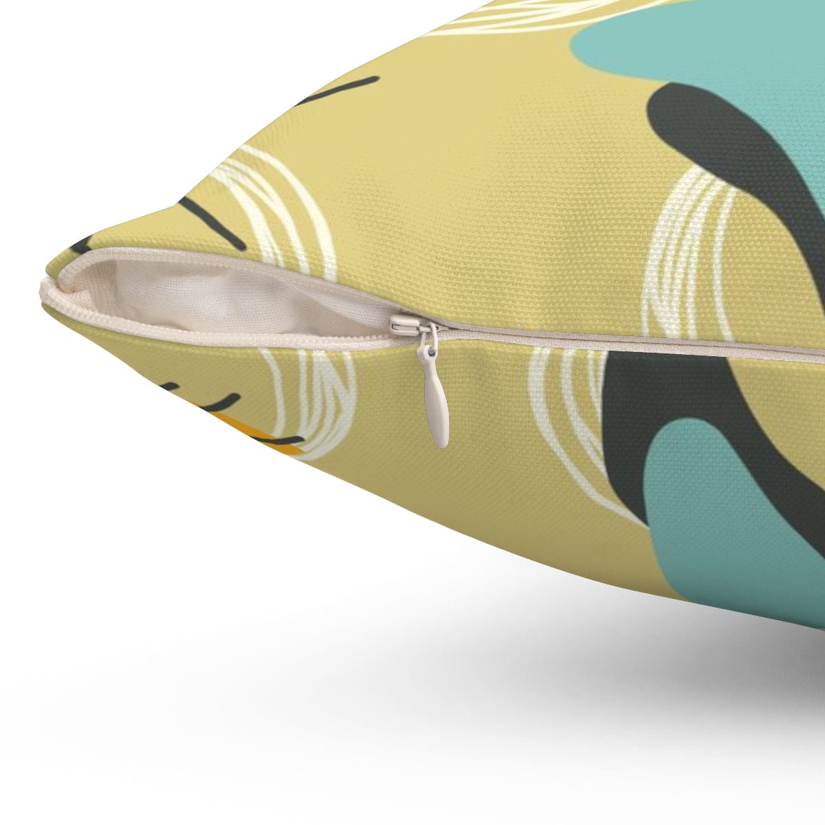 Mid Century Modern Curtains, Yellow, Blue Gray Abstract Boomerang Retro MCM Pillow And Insert Home Decor
