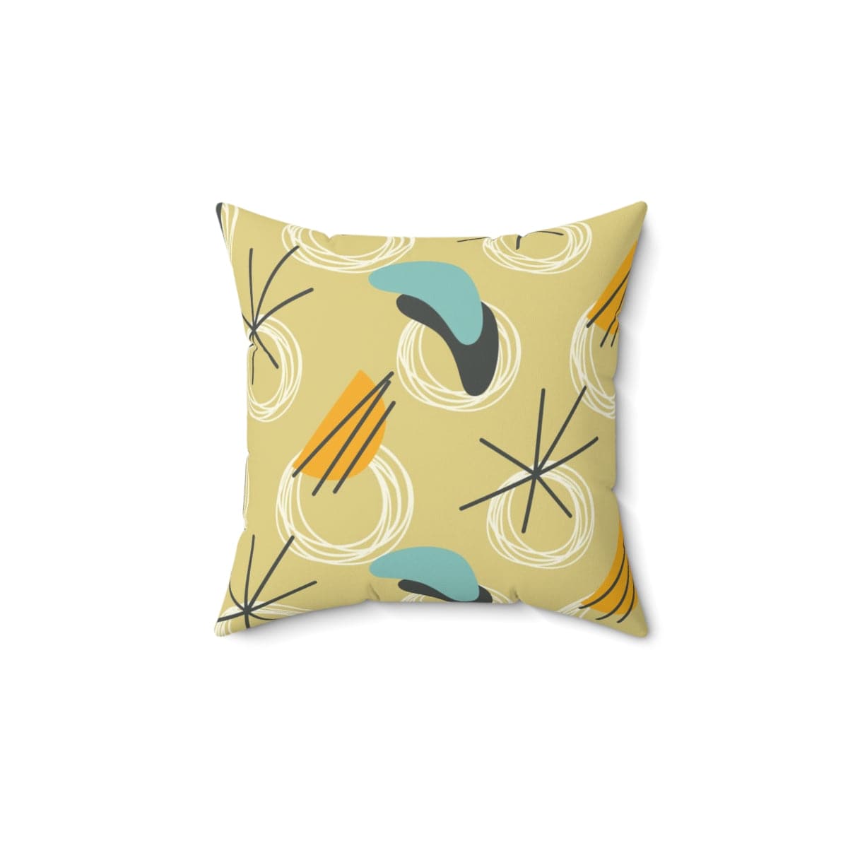 Mid Century Modern Curtains, Yellow, Blue Gray Abstract Boomerang Retro MCM Pillow And Insert Home Decor