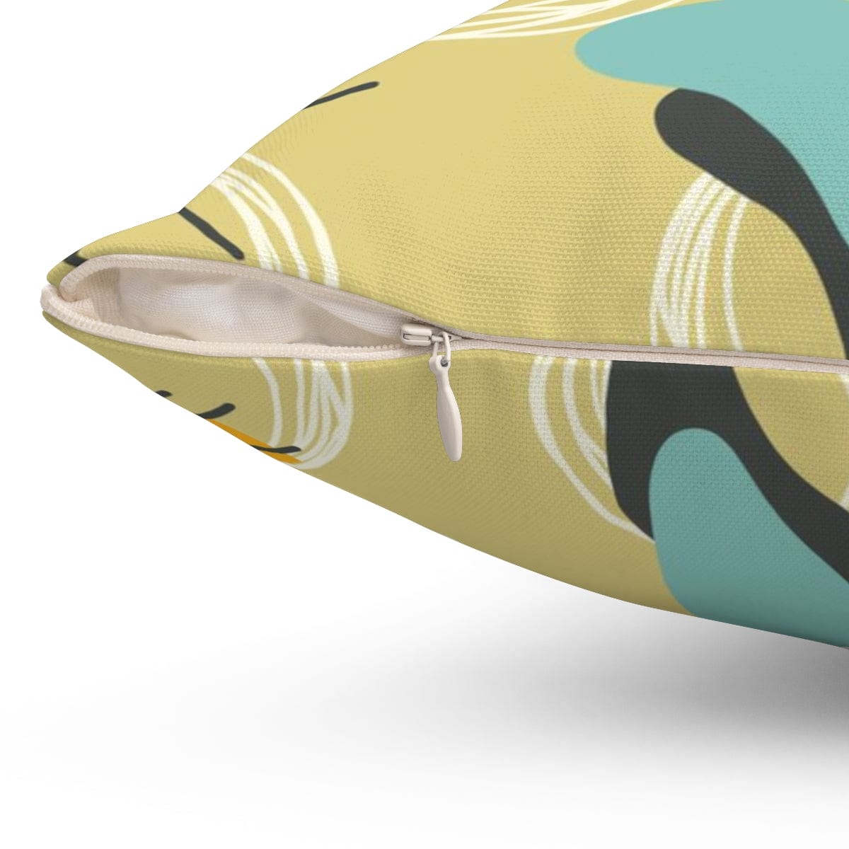 Mid Century Modern Curtains, Yellow, Blue Gray Abstract Boomerang Retro MCM Pillow And Insert Home Decor