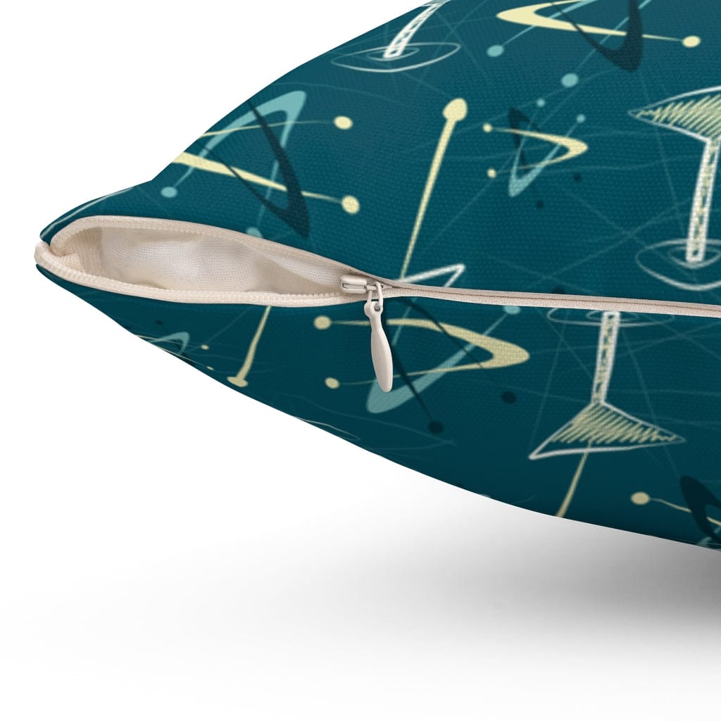 Mid Century Modern, Dark Teal Martini, Atomic Age, Retro Mid Mod MCM Decor Throw Pillow Home Decor