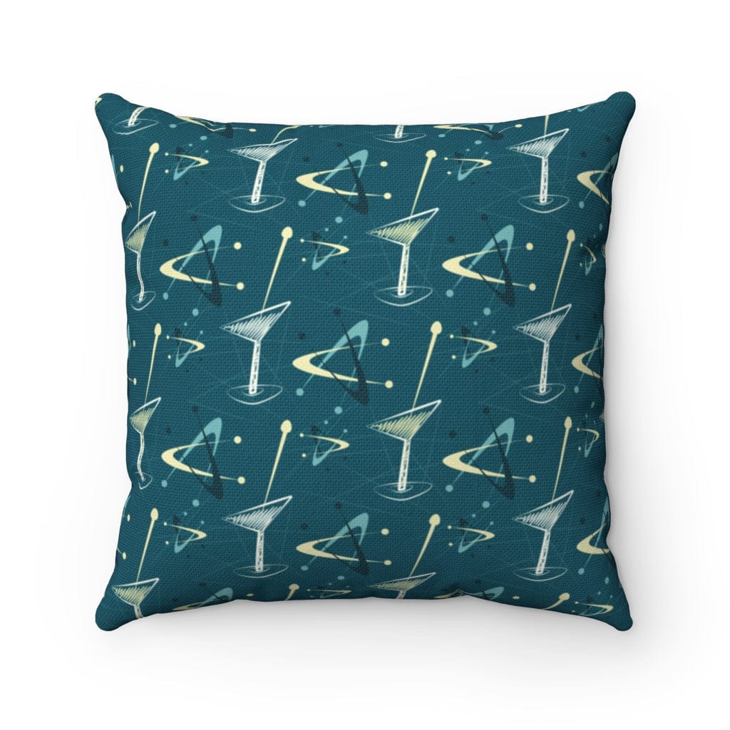 Mid Century Modern, Dark Teal Martini, Atomic Age, Retro Mid Mod MCM Decor Throw Pillow Home Decor