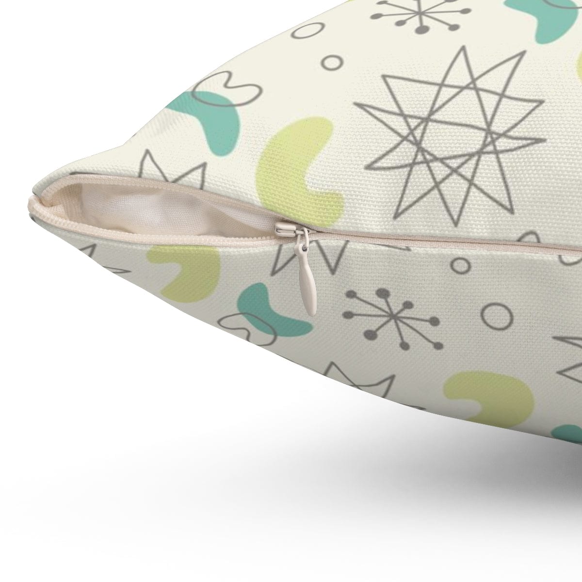 Mid Century Modern, Futuristic, Atomic Home Living, Retro, Boomerang, Creamy White, Green,Yellow, Gray MCM Pillow And Insert Home Decor