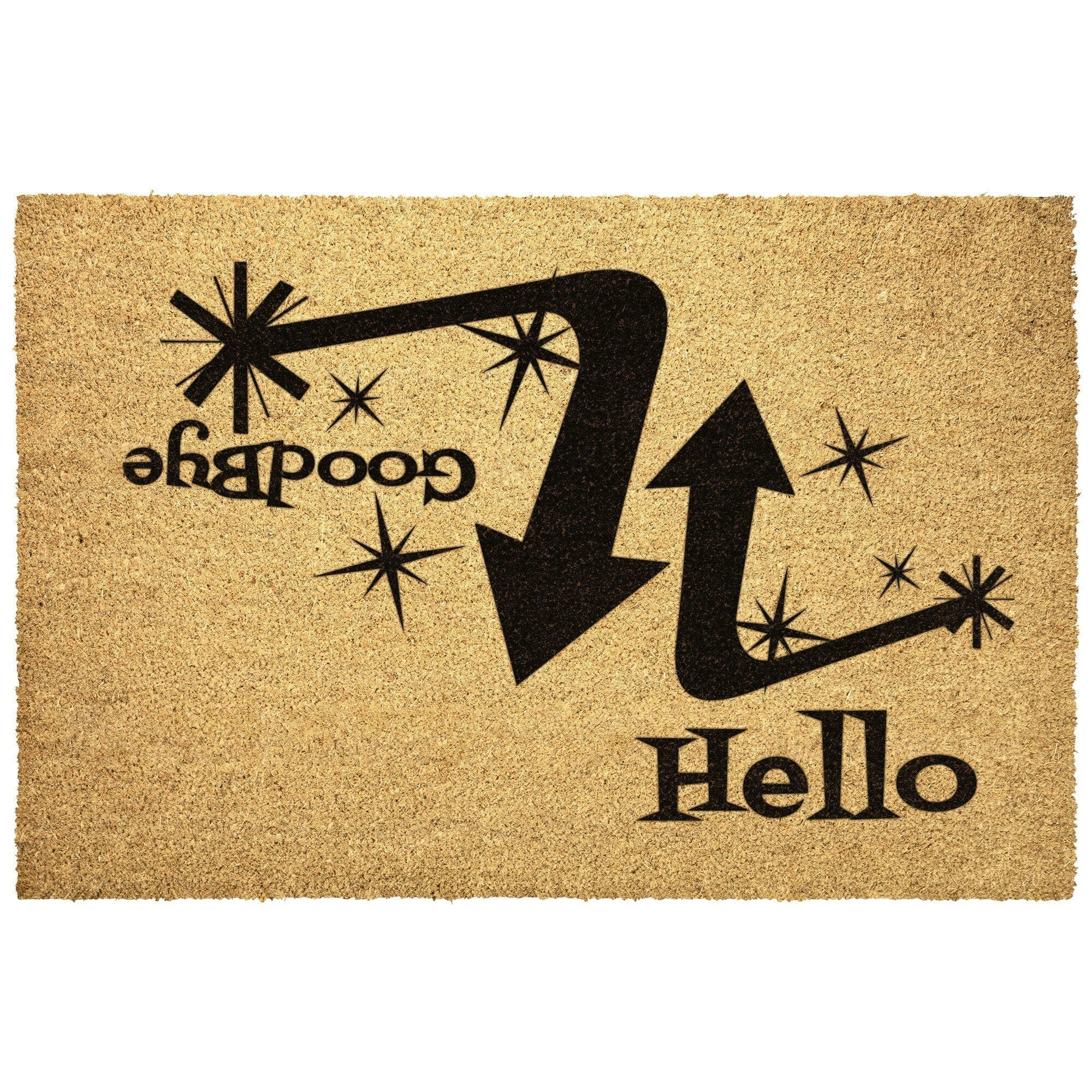 Mid Century Modern, Hello, Good Bye, Retro Welcome Door Mat Home Goods
