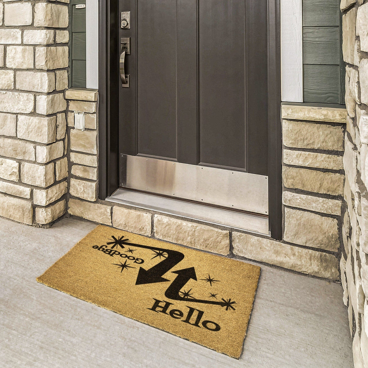 Mid Century Modern, Hello, Good Bye, Retro Welcome Door Mat Home Goods