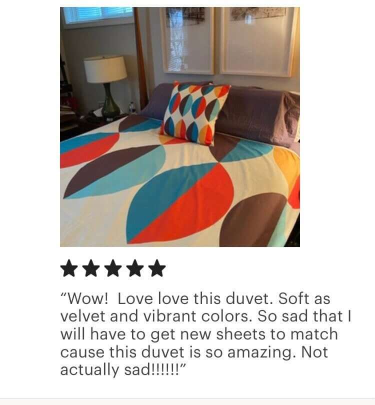 Mid Century Modern Multicolor Brown, Teal, Orange, Mustard Microfiber Duvet Cover Queen or Twin