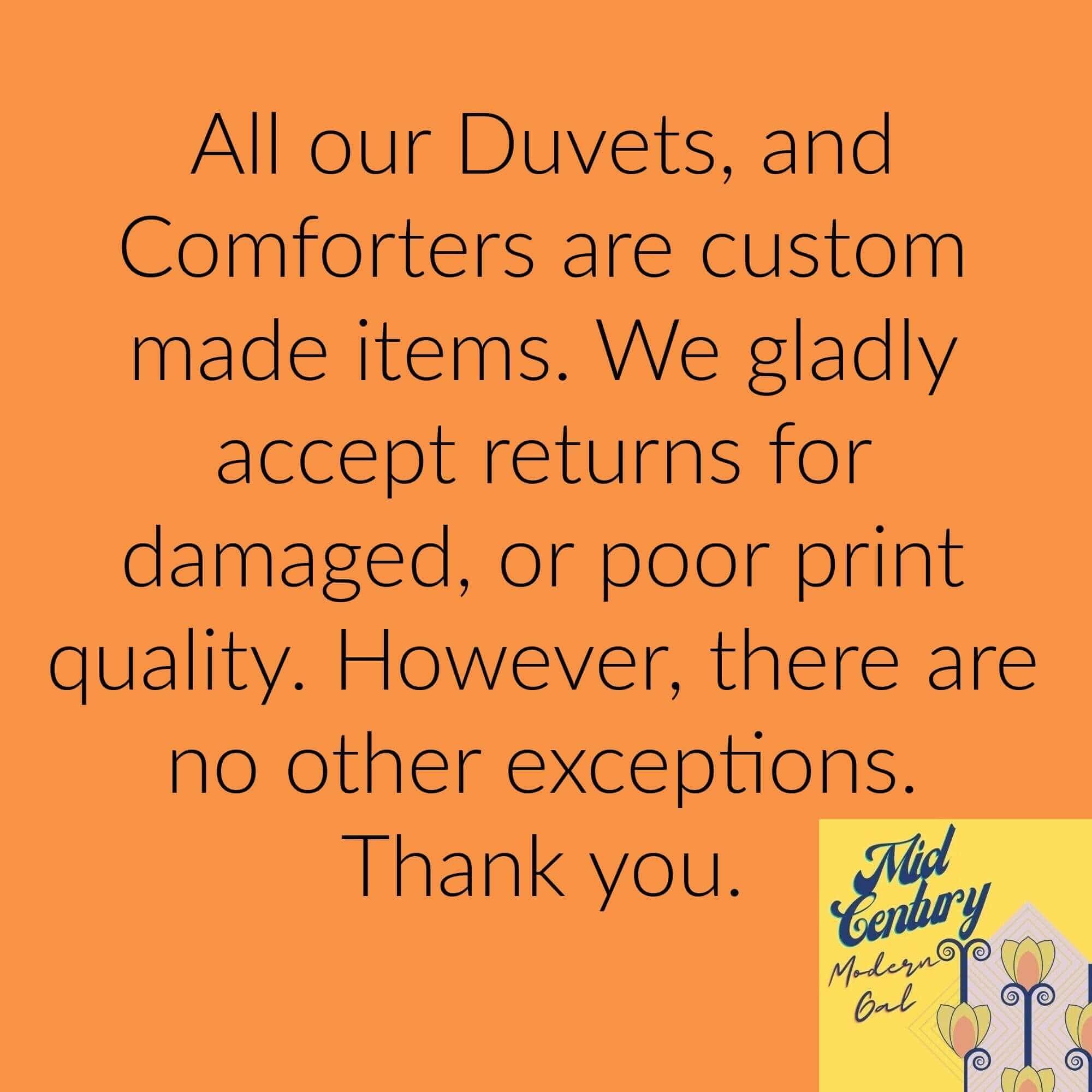 Mid Century Modern Multicolor Brown, Teal, Orange, Mustard Microfiber Duvet Cover Queen or Twin