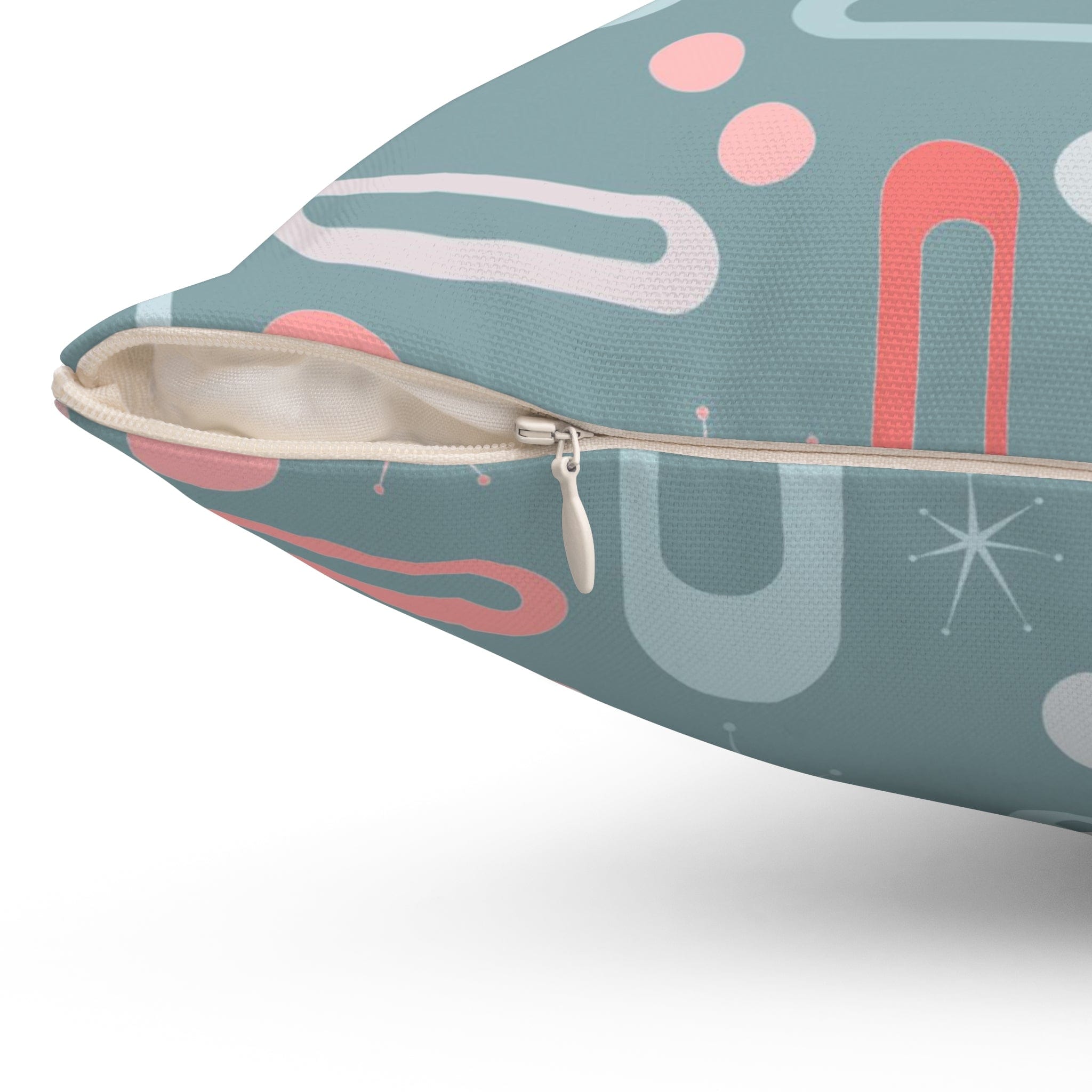 Mid Century Modern Pillow, Ice Blue, Pink, Coral, Geometric Designs, Atomic Starburst MCM Retro Home Decor Pillow And Insert Home Decor