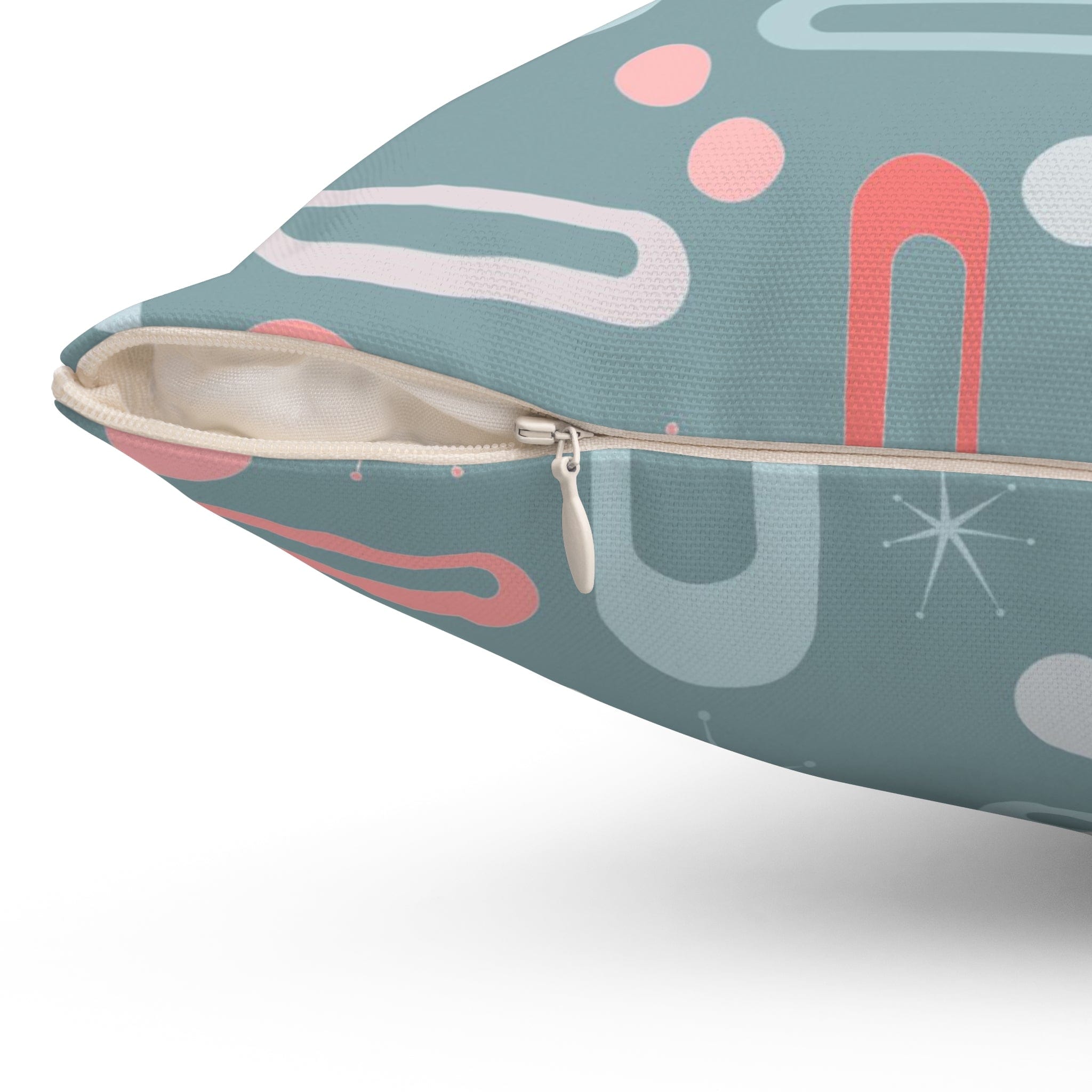 Mid Century Modern Pillow, Ice Blue, Pink, Coral, Geometric Designs, Atomic Starburst MCM Retro Home Decor Pillow And Insert Home Decor