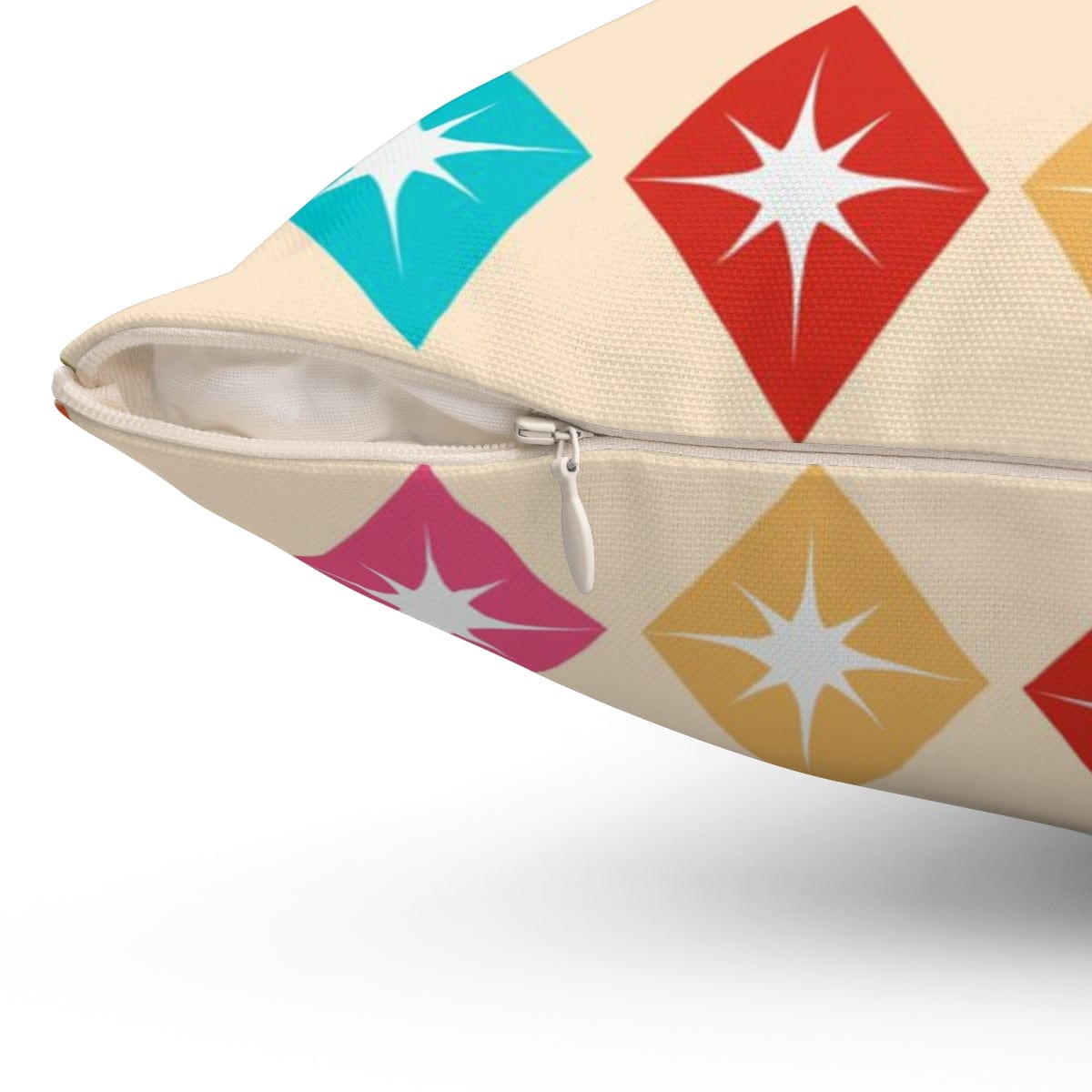 Mid Century Modern, Retro Harlequin Diamonds, Hot Pink, Yellow, Orange, Verde Green, Turquoise Blue Beige MCM Pillow And Insert Home Decor