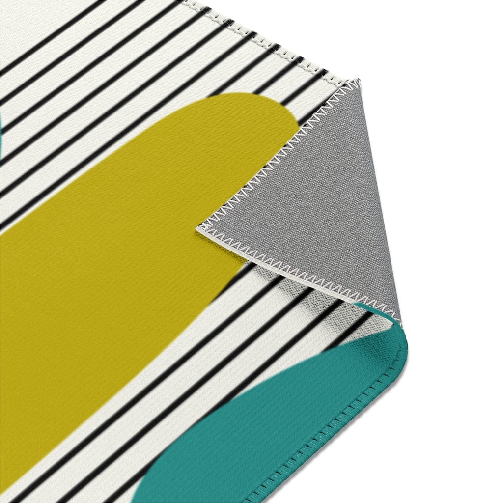 Mid Century Modern Retro MCM Design Abstract Turquoise, Green, Black, Light Blue Area Rugs Home Decor