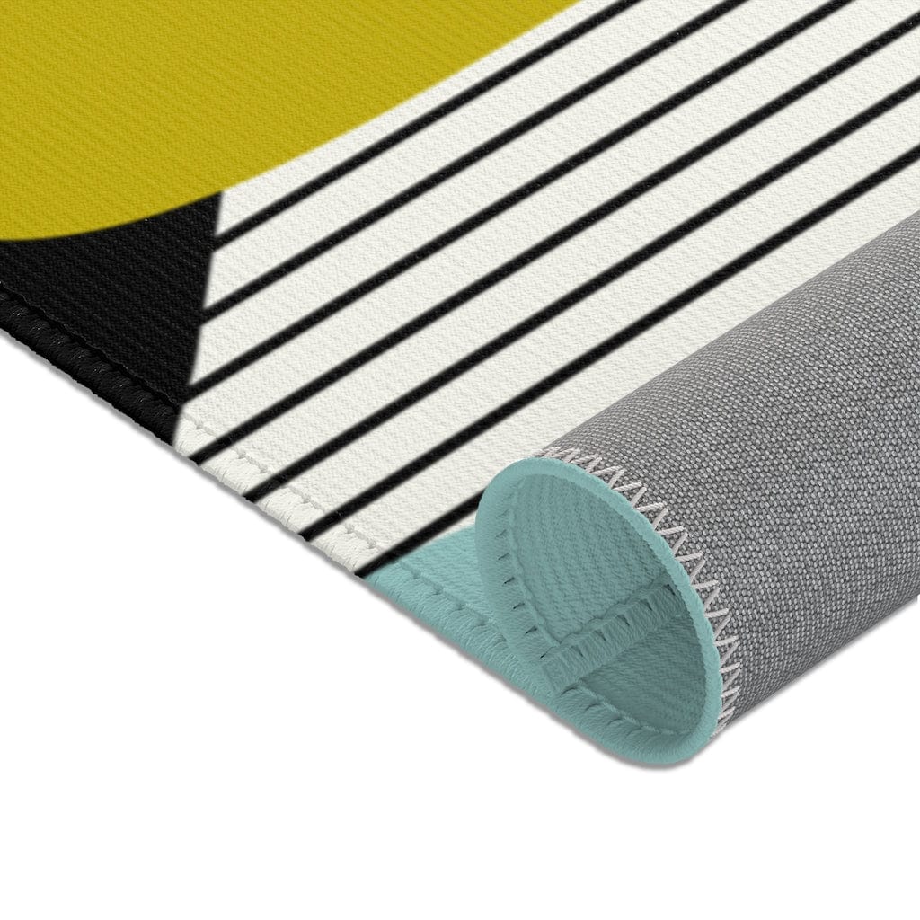 Mid Century Modern Retro MCM Design Abstract Turquoise, Green, Black, Light Blue Area Rugs Home Decor